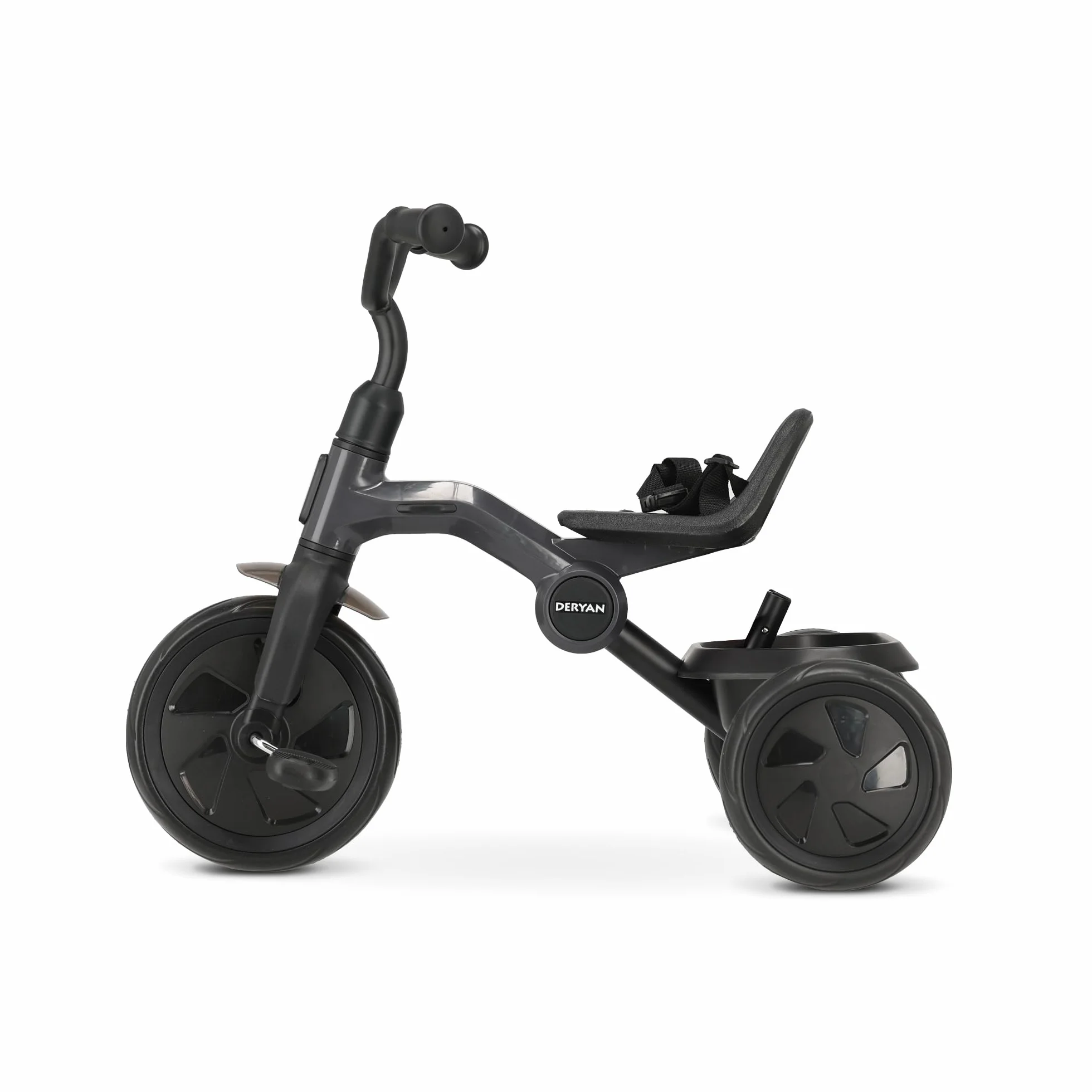Deryan Triciclo 2in1 Drifter - Triciclo per bambini da 2 anni a 6 anni - Aiuto per l'apprendimento della deambulazione, portata fino a 25 kg - Incl. barra di sterzo, cintura di sicurezza - Pieghevole