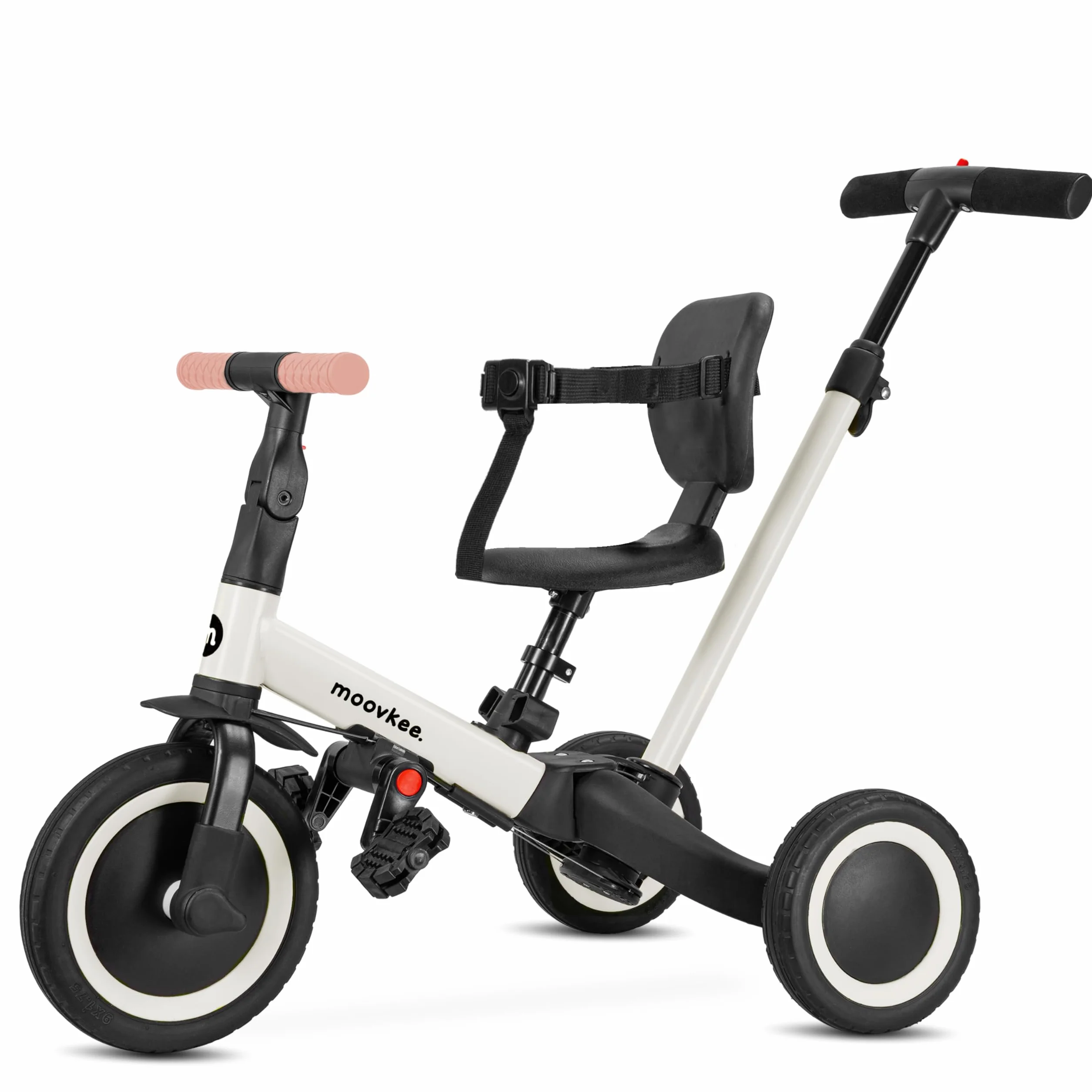 Triciclo Bambini Evolutivo 6 in 1 - Bicicletta Bambini da 1 a 5 Anni - Triciclo per Bambini fino 25 kg con Cintura, Sella Regolabile, con o Senza Pedali - Triciclo con Maniglione