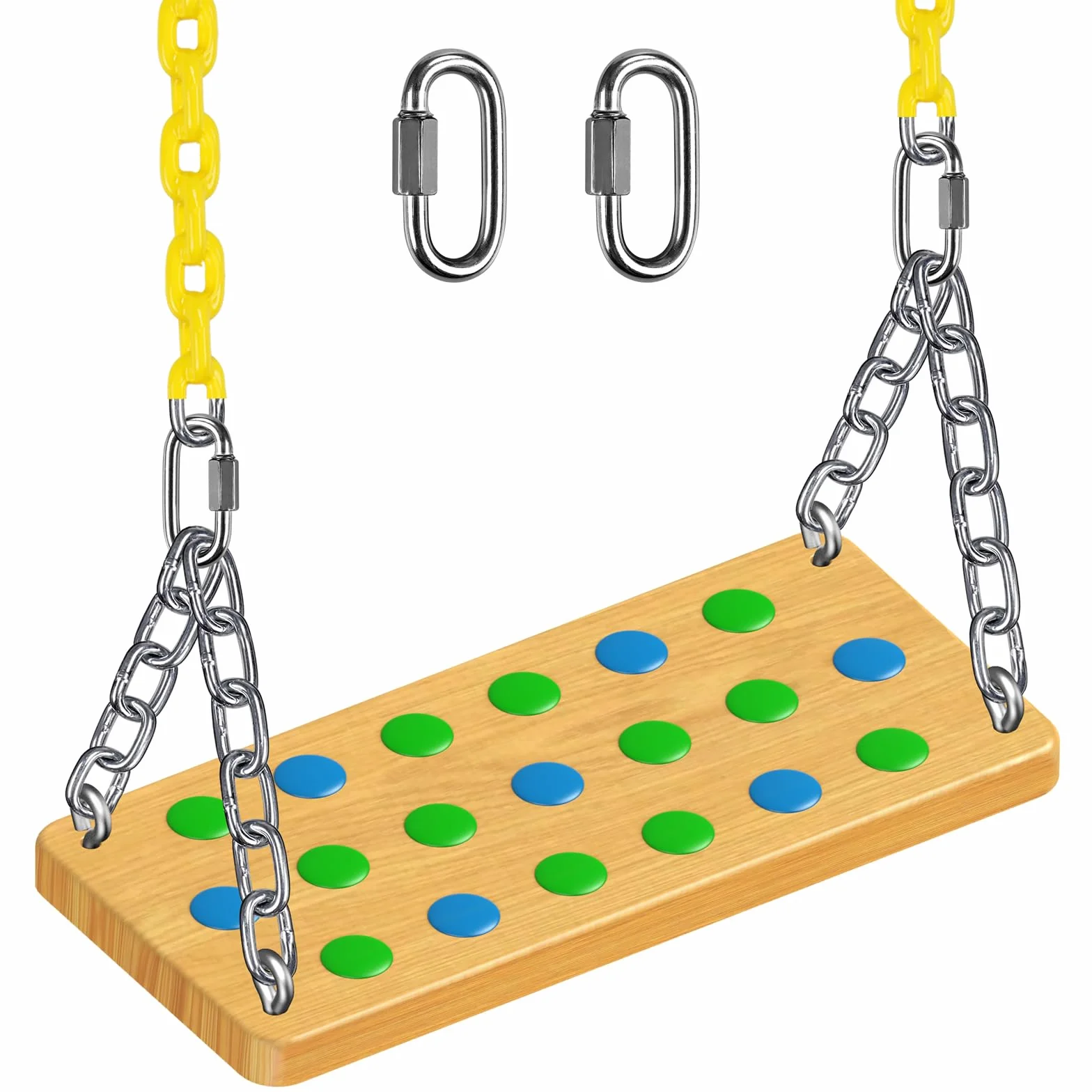SELEWARE Sedile per altalena in legno per bambini e adulti, sedile piatto antiscivolo di ricambio con catena, set di altalene per parco giochi, accessori per altalena da giardino all'aperto