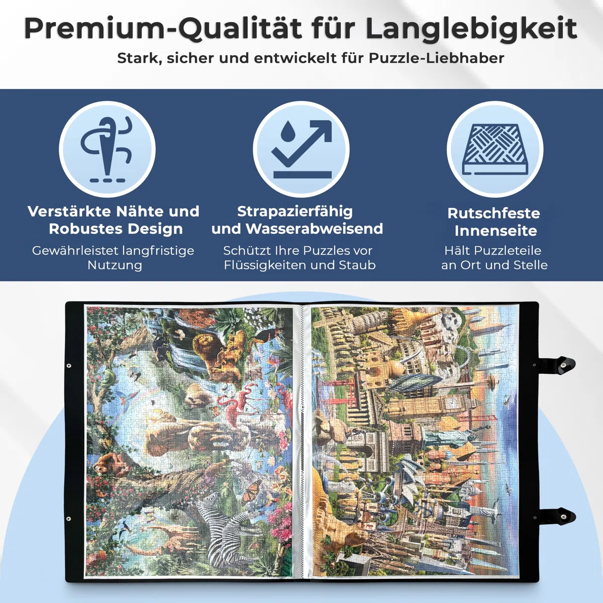 Cartella puzzle [inclusa pellicola puzzle] per puzzle fino a 1000 pezzi – l'accessorio perfetto per riporre i puzzle – Organizer per fino a 40 puzzle – Cartellina puzzle 1000 pezzi
