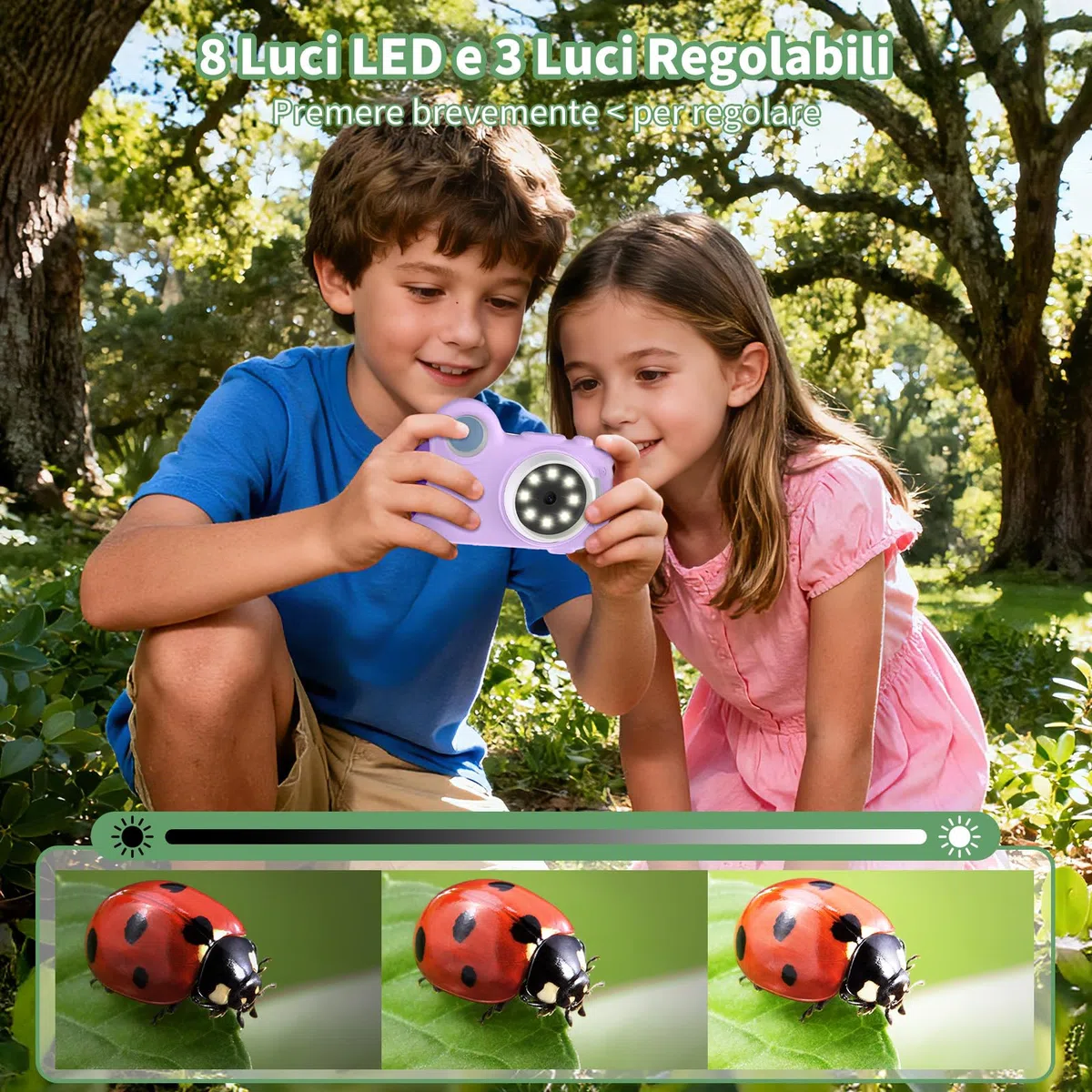 2 in 1 Microscopio Bambini, Deepoter 1000X Microscopio Digitale, Microscopios Portatile con 8 LED Regolabili, Adatto come Regalo di Natale, Compleanno o Capodannodai 3 Aagli 12 Anni, Viola