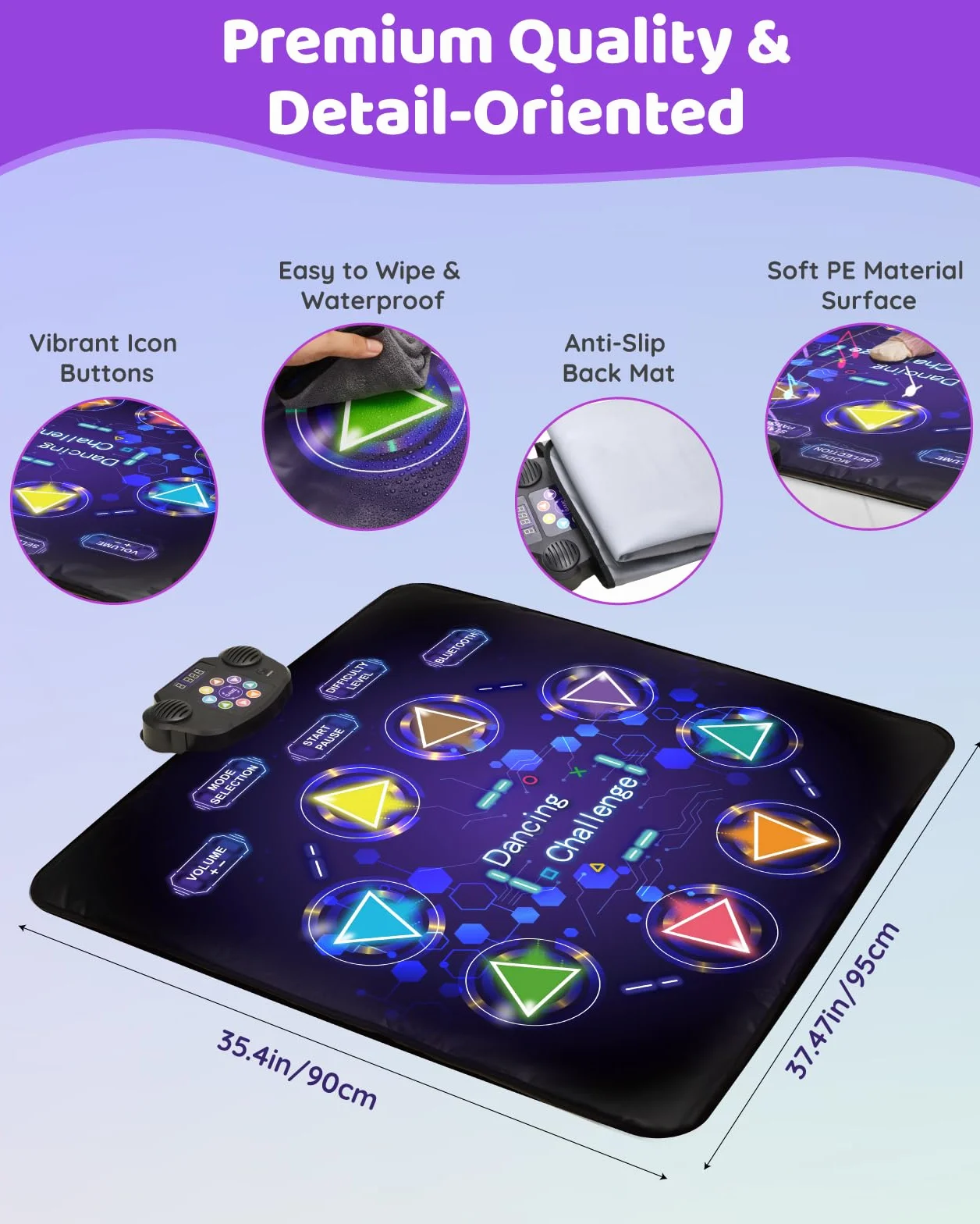 Gleamkid Tappetino da Ballo per Bambini Bluetooth, Tappeto Musicale a 8 Pulsanti Illuminati a LED con Volume Regolabile, 8 modalità e 3 Livelli di Difficoltà, Giochi Regalo per Bambini da 3 a 12 Anni