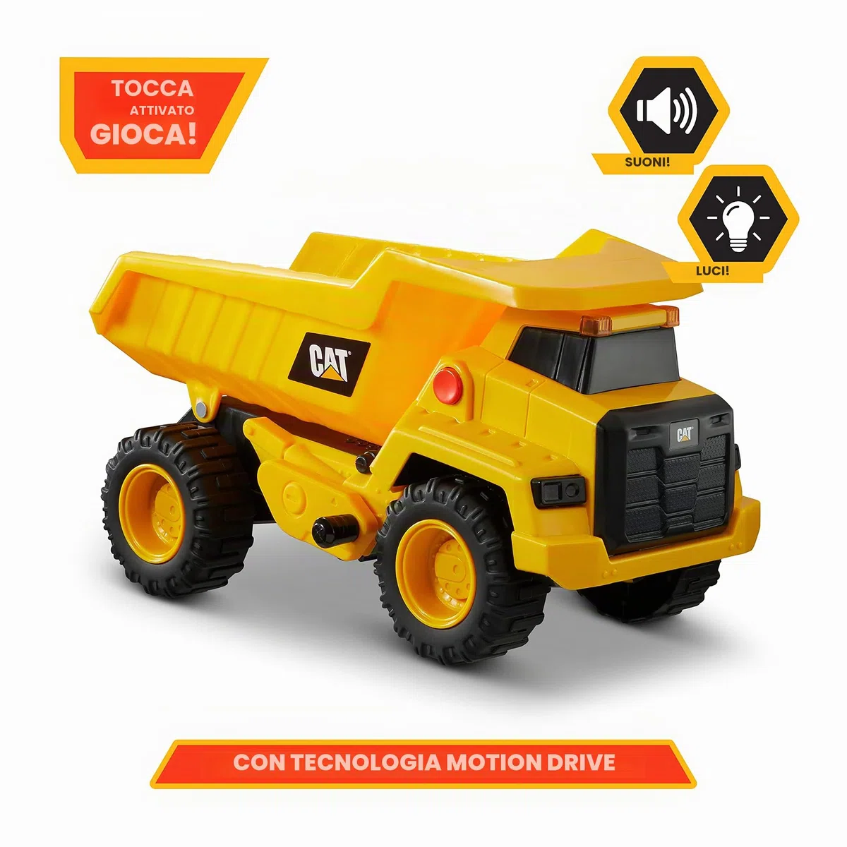 Camion Giocattolo Power Haulers Cat Construction 29,2 cm con Luci e Suoni Realistici, Tecnologia Motion Drive