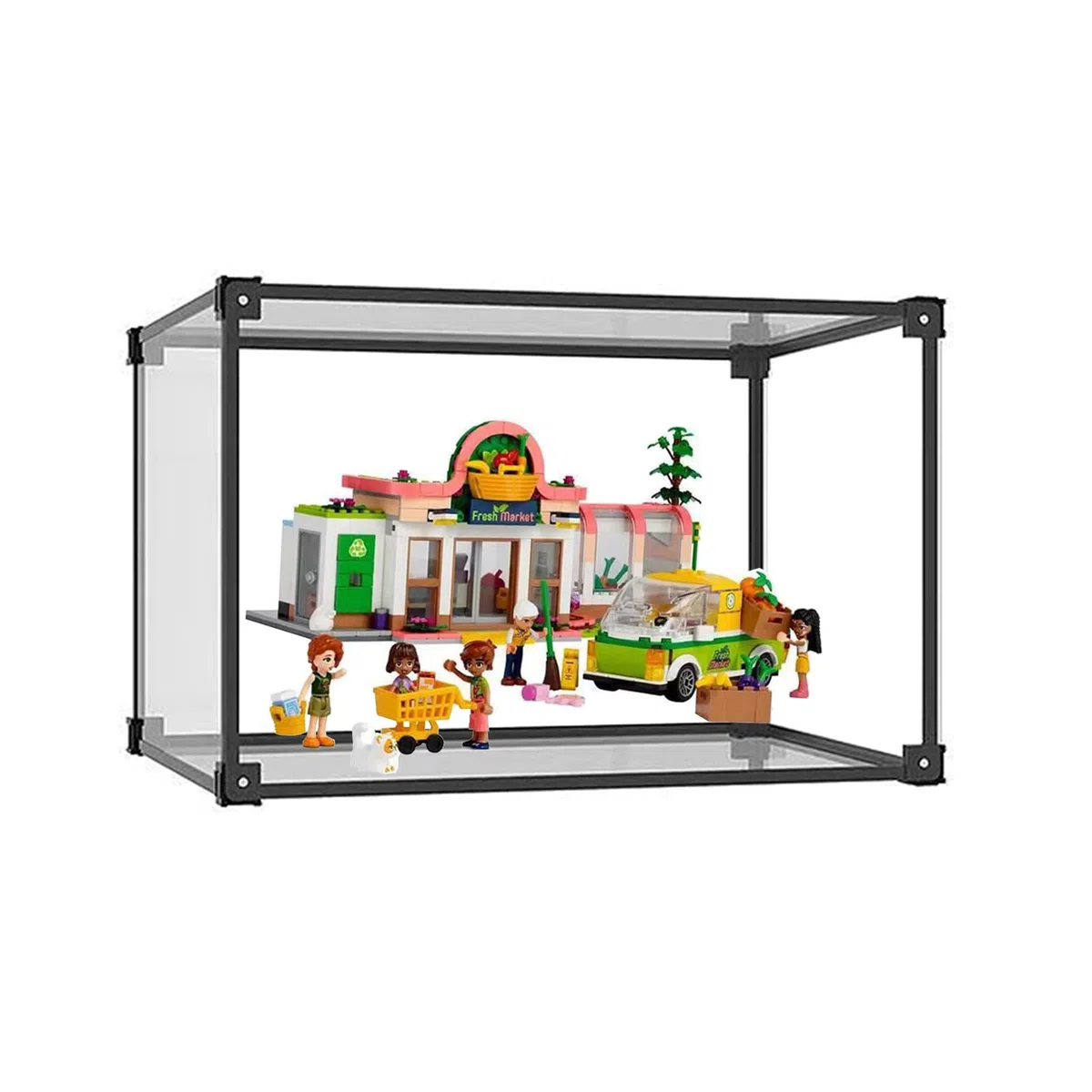 Vetrina acrilica, impilabile trasparente, Vetrina da collezione Antipolvere con porta per le figure del Adatto per LEGO 41374 Automobili modello che raccolgono Self-assembly (40x30x20cm)