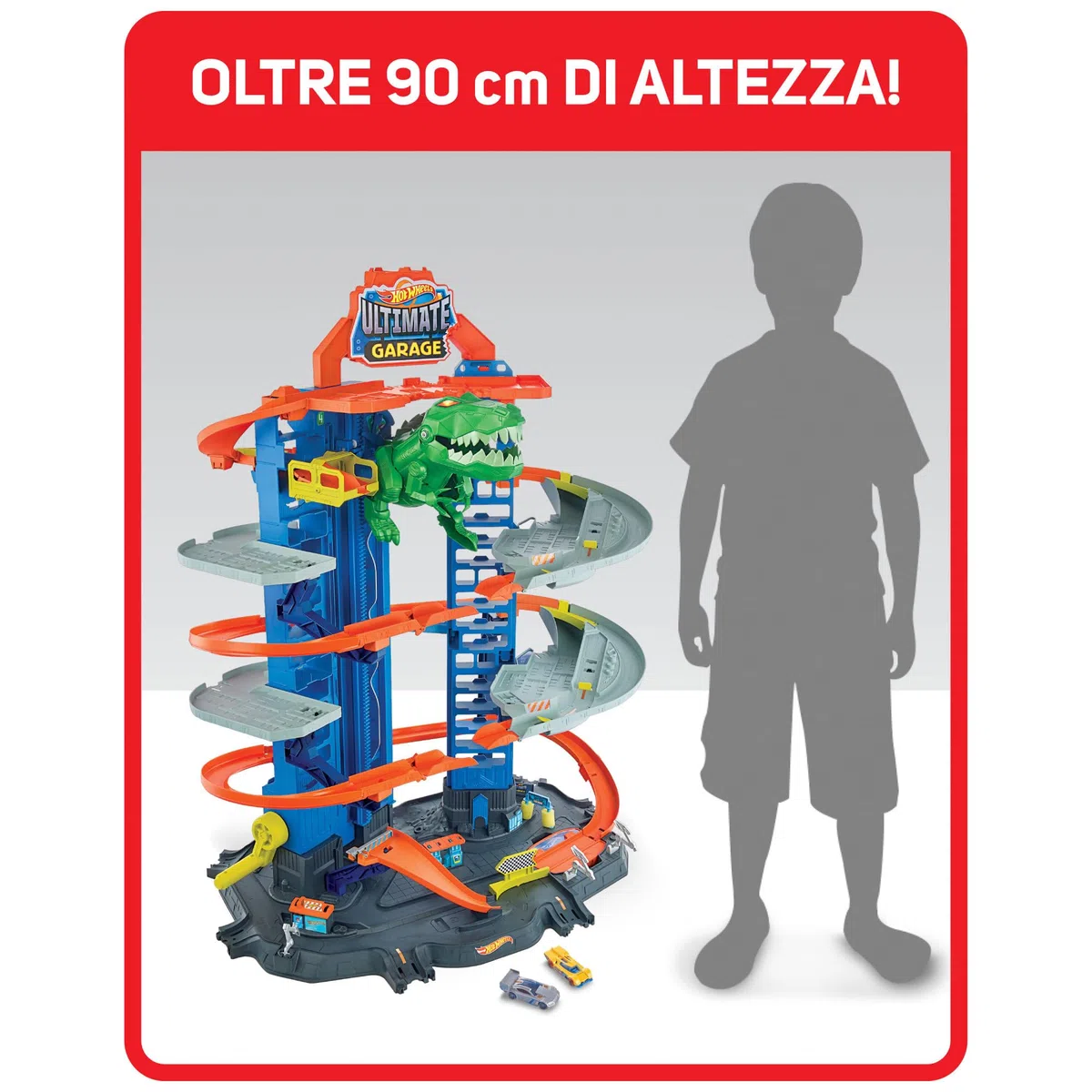 Hot Wheels City Robo T-Rex Ultimate Garage Modalità multigiocatore a più livelli per riporre auto in scala 100 plus 1 64, idea regalo per bambini dai 5 anni in su, GJL14
