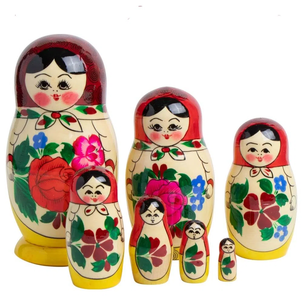 Semenovskaya Matroshka 7 bambole 16 cm legno