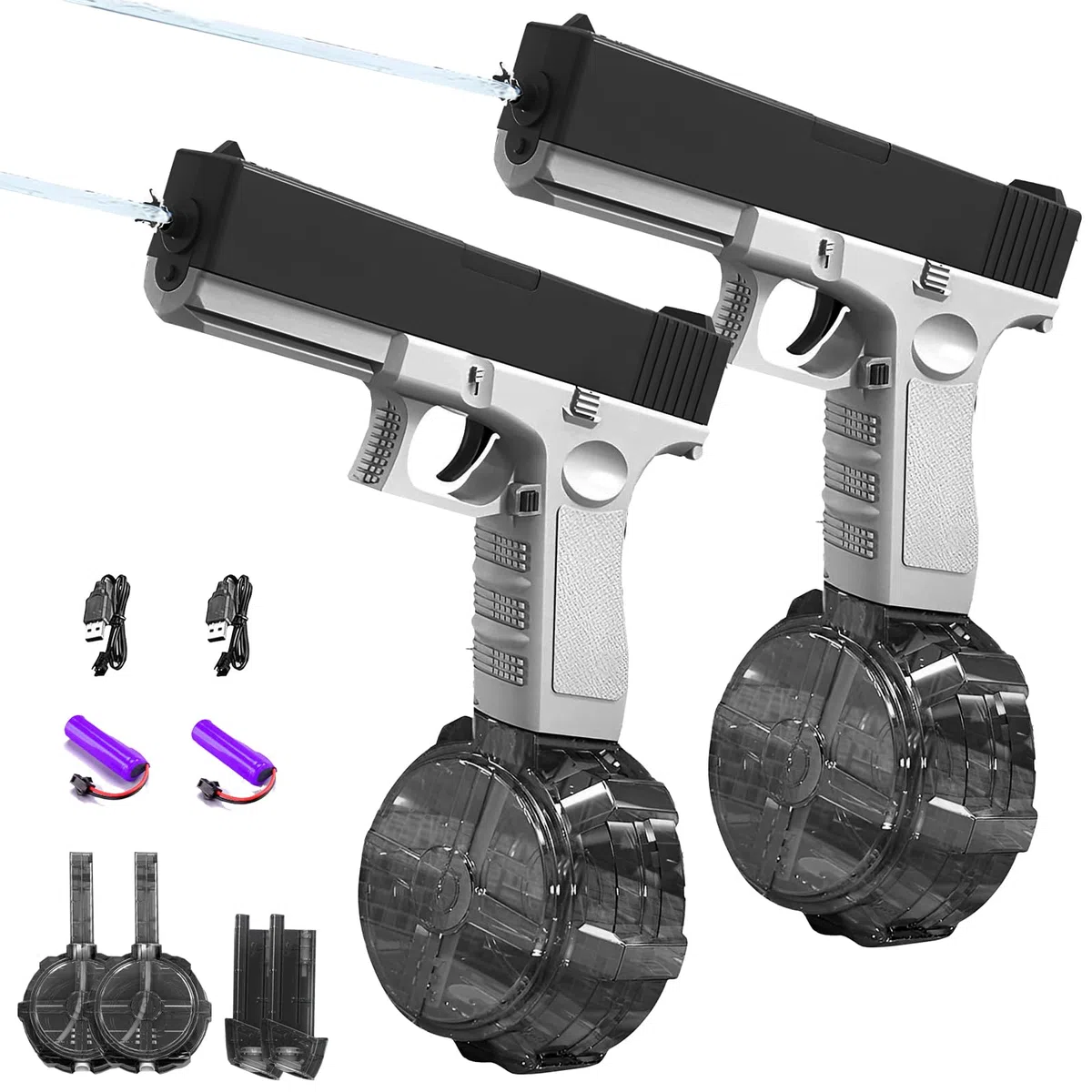 Pistola ad Acqua Elettrica,2 Pezzi Pistole ad Acqua per Bambini,Pistole ad Acqua Potenti a Lunga Distanza,Water Gun,Pistola ad Acqua Giocattolo,per Spiaggia,per Bambini e Adulti