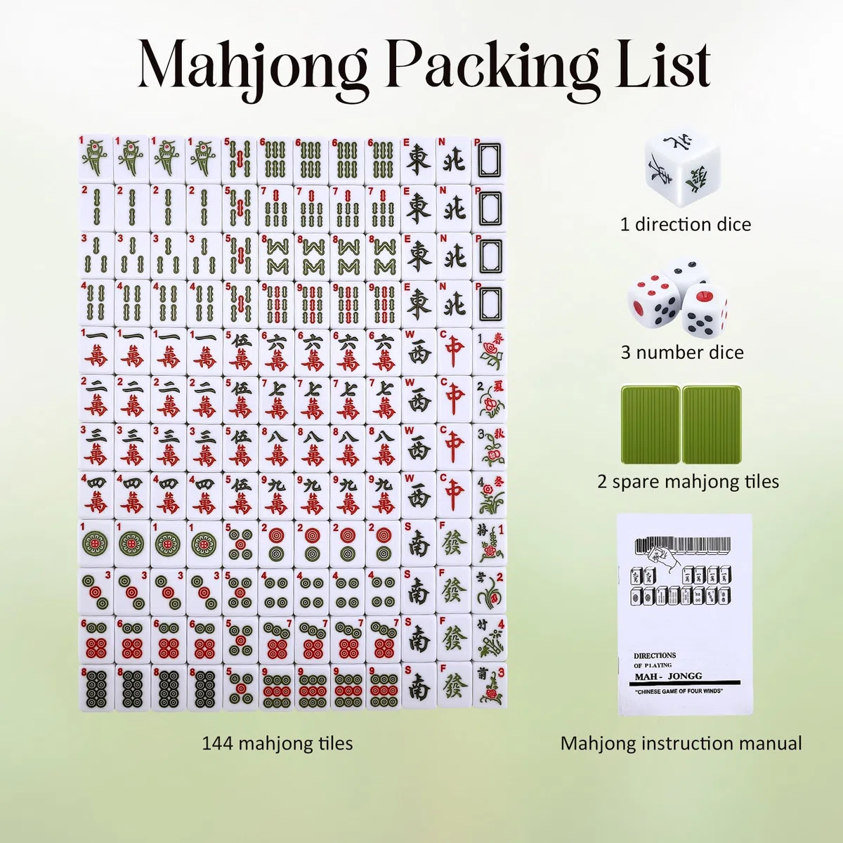 Mahjong grande Set cinese 146 pezzi 3x2,25 cm custodia da viaggio