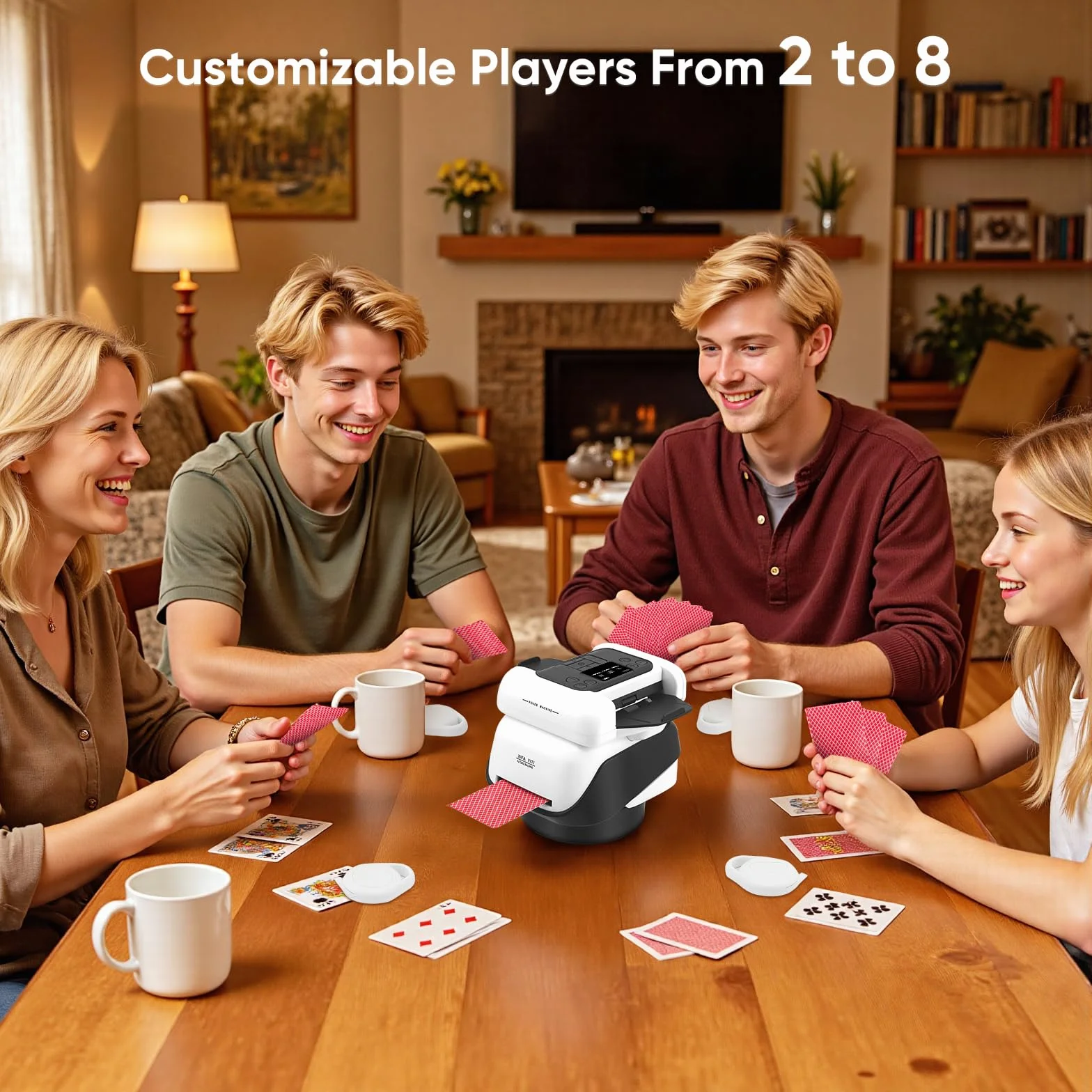Miscelatore automatico per carte e trasmettitore di carte 2 in 1, mixer carte con 4 telecomandi, 2-8 giocatori, ricaricabile, silenzioso per poker, Texas Hold'em, Blackjack, UNO