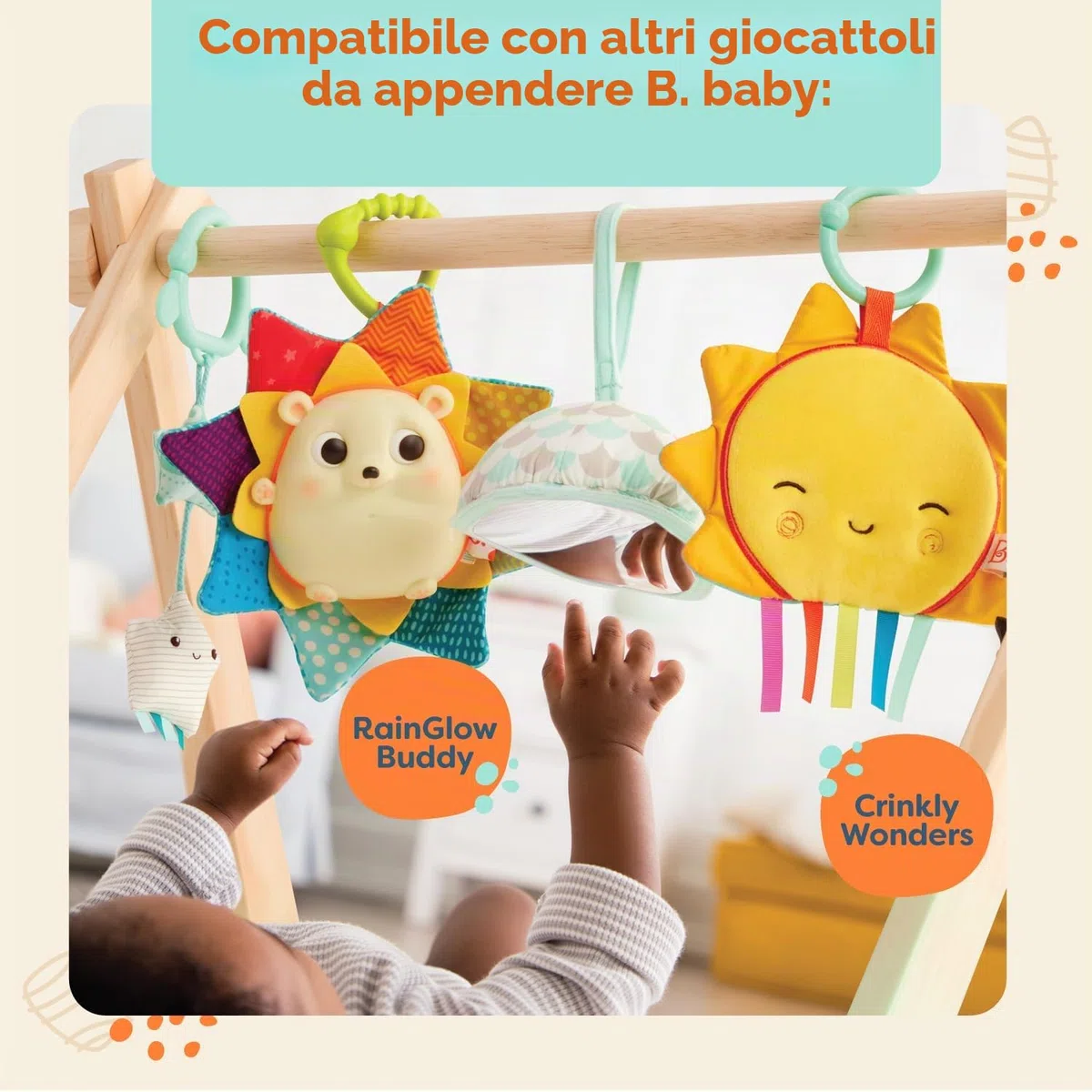 Palestra per Bambini in Legno Cielo Stellato B. Toys con Giocattolo Sensoriale Appeso 0 Mesi+