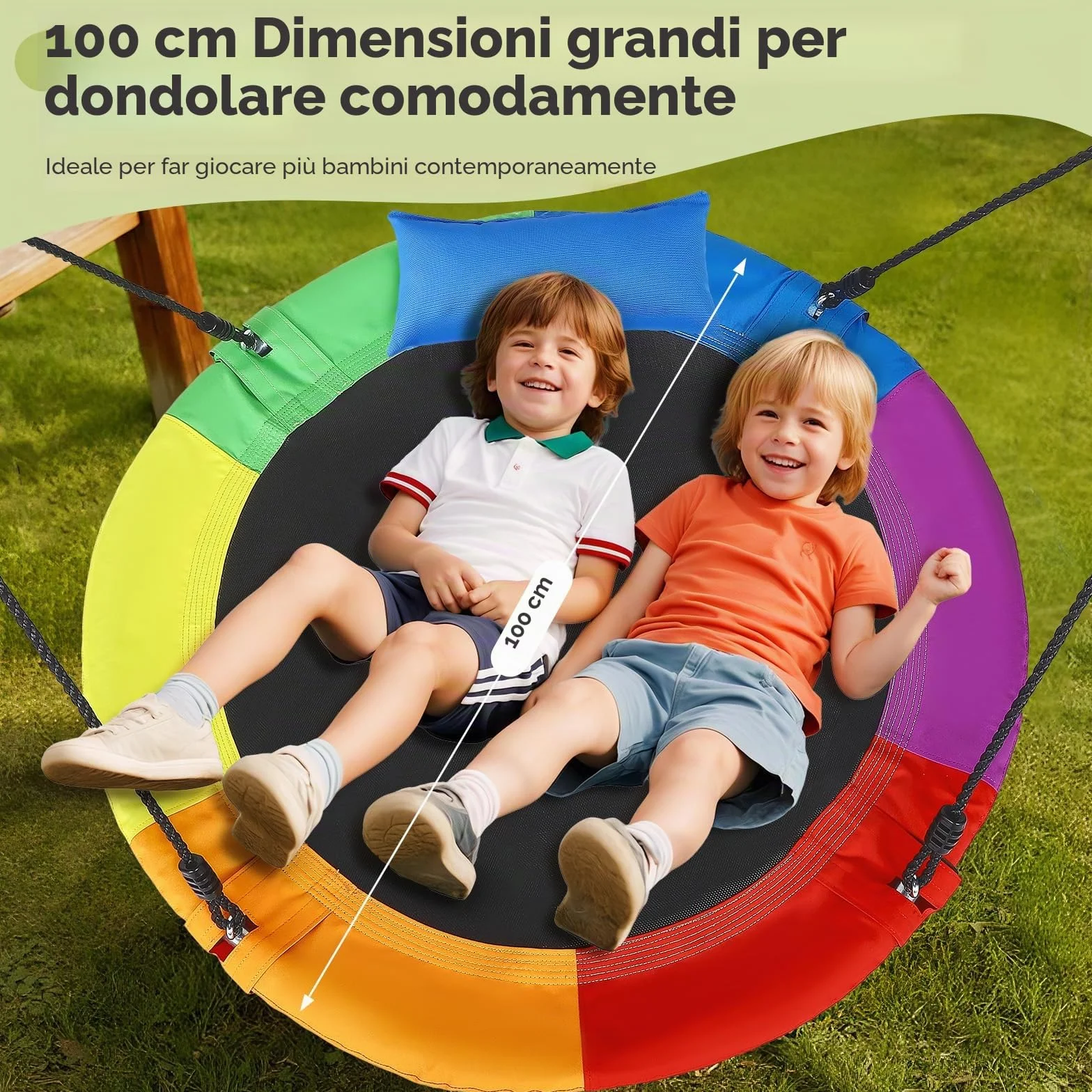 altalena circolare da 100 cm,altalena da albero con portata di 300 kg