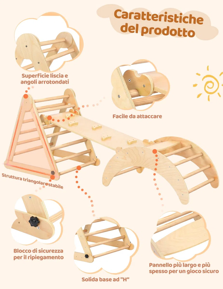 YOLEO Triangolo di Arrampicata Pieghevole per Bambini con Scivolo ad Arco