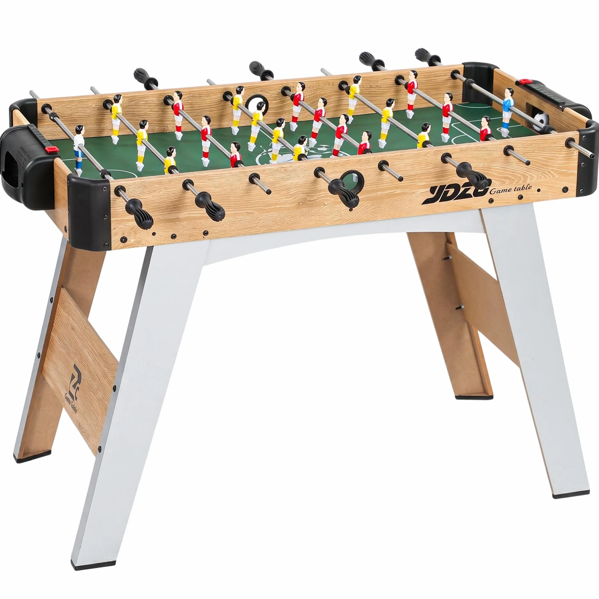 SPORTNOW Calcio Balilla, Biliardino da Casa con 22 Giocatori, 8 Aste, 2 Palline, Segnapunti, Maniglie Antiscivolo, Calcetto Balilla per Famiglia Adulti per Scuola Feste, 109x77x72 cm, Rovere