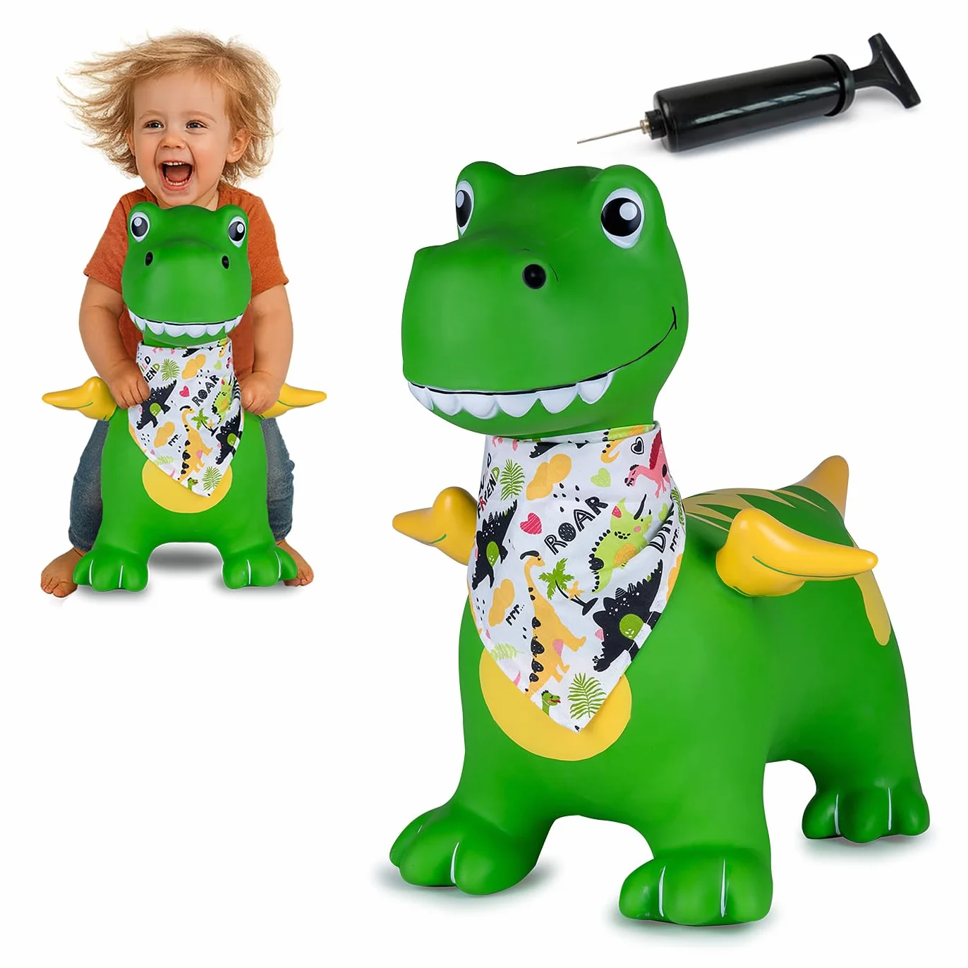 JAMARA 466007 Dino con ali HoppyDoo – Giocattoli per bambini, giocattoli per interni ed esterni, regalo per bambini, giocattoli da giardino, facile da pulire, senza BPA, con pompa