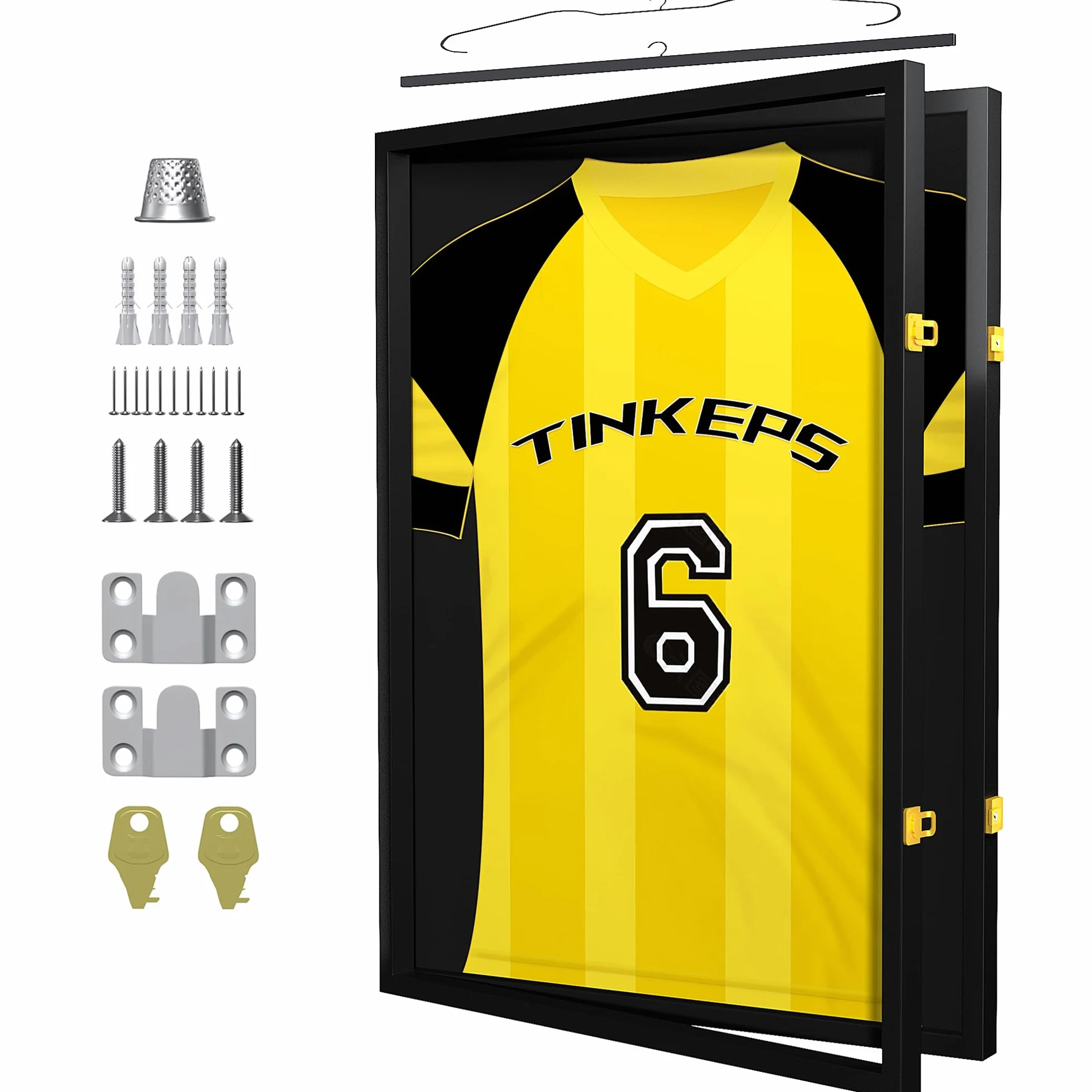 Cornice Espositiva per Maglietta da Calcio - Legno Ingegnerizzato e Acrilico, Kit Cornice per Maglietta da Calcio Adulto Standard Maglietta Sportiva, Maglietta da Rugby, Maglietta di Band