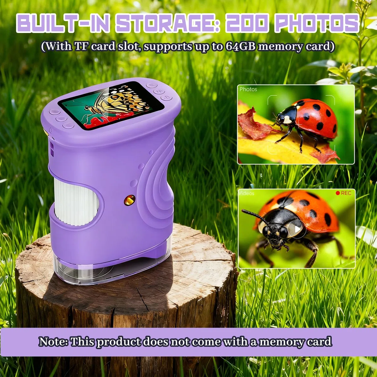 Microscopio per Bambini, 1000X Microscopio Digitale Elettronico Portatile, Schermo IPS 2.0'', 8 luci LED Regolabili, Regalo Bambino