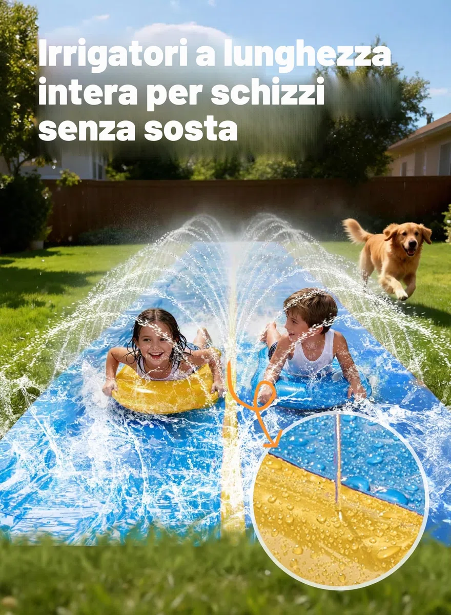 Sloosh Gigante Scivolo d'Acqua 914,4 x 182,8 cm con Irrigatore Integrato e Tavole Gonfiabili