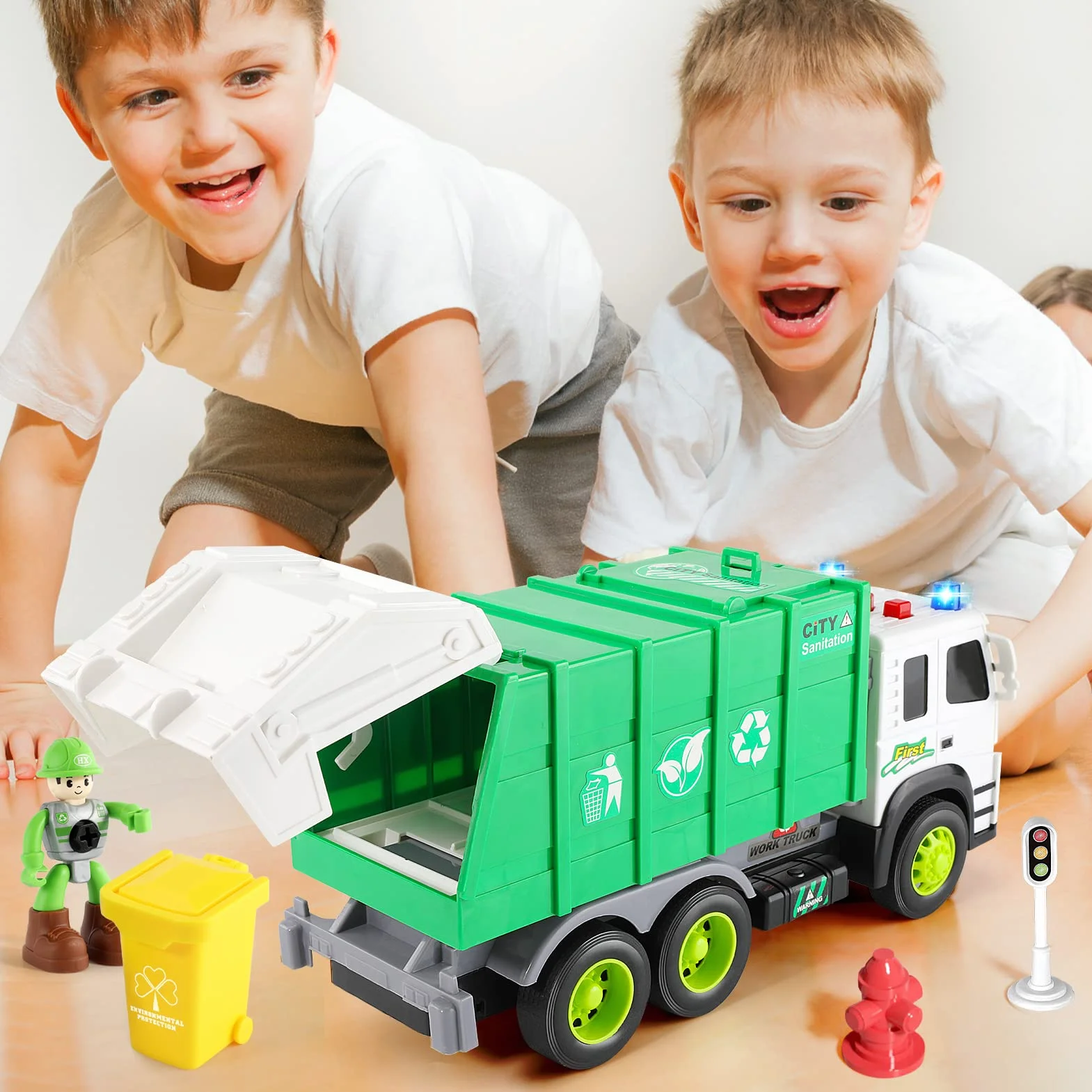 Camion della Spazzatura Giocattolo con Luci e Suoni per Bambini 3-8 Anni