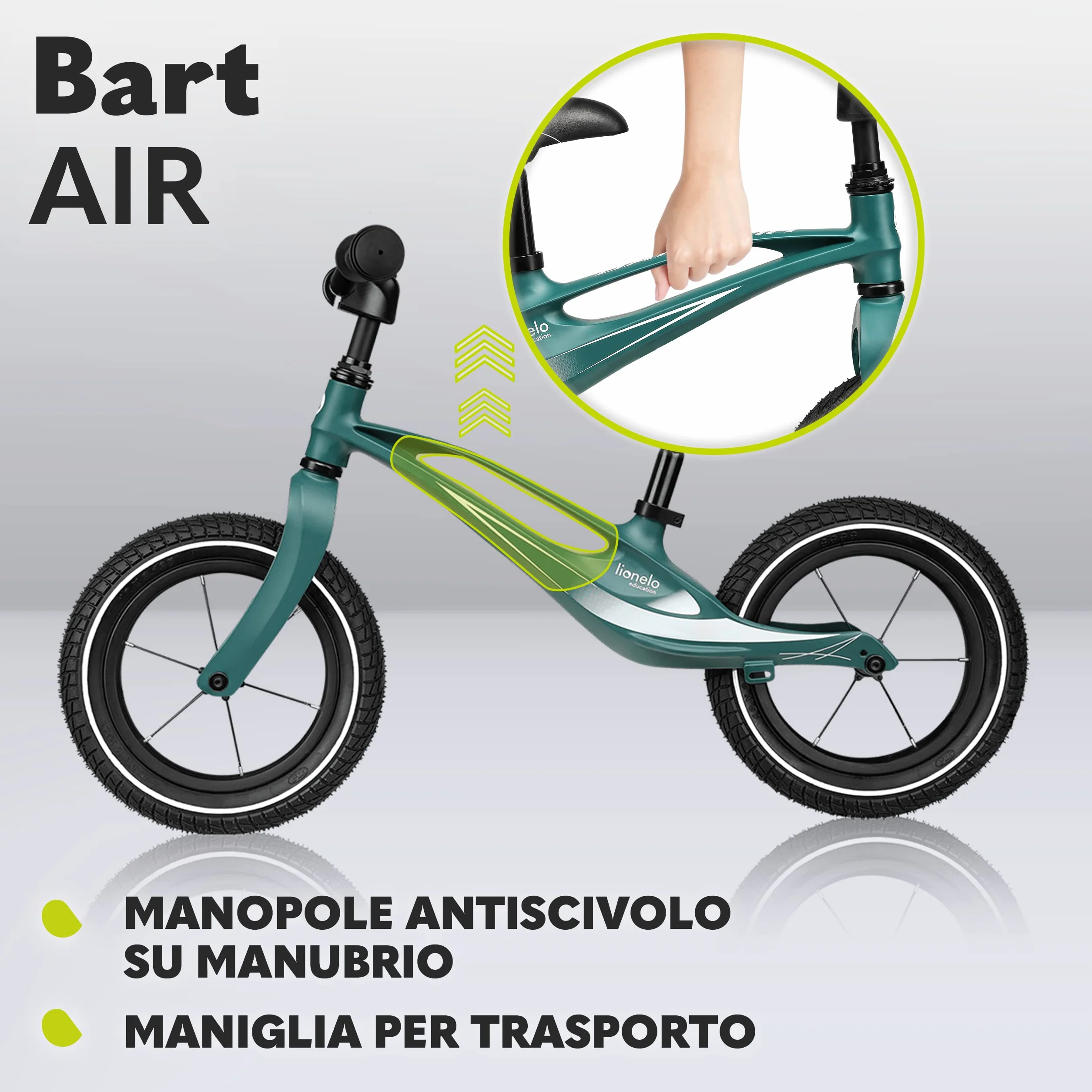 lionelo Bart Bici senza pedali per bambini da 2 anni a 30kg Ultraleggero 3kg e Resistente Telaio in magnesio resistenza ai danni Ruote da 12'' Manubrio e sella regolabili Poggiapiedi