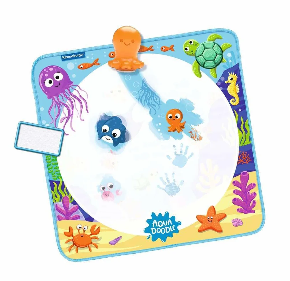 Ravensburger 4568 Aquadoodle Magic Ocean - stampaggio antimacchia e scoperta con acqua - set di timbri con tappetino in tessuto magico per bambini a partire da 1 anno - giocattolo a partire da 1 anno