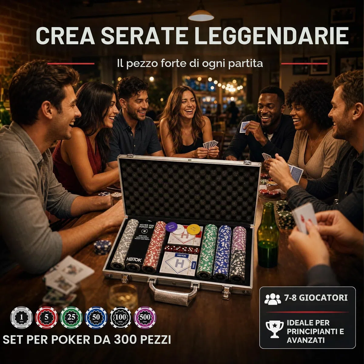 Set Poker 300 Fiches 11,5g Nucleo Metallo - Valigetta Alluminio per Texas Hold'em Professionale