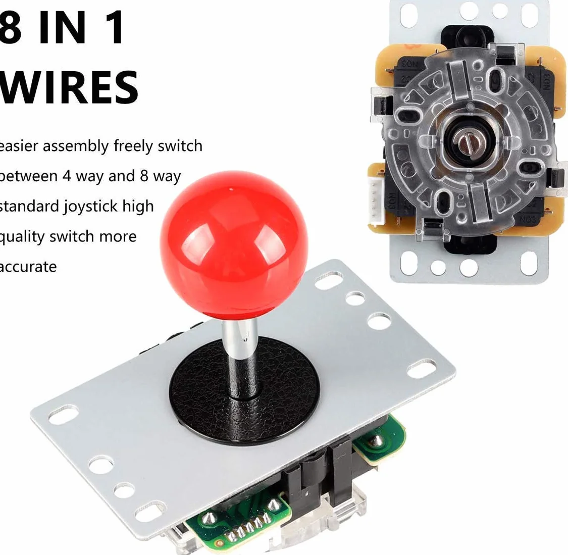 Fosiya 2 Giocatori Arcade Joystick LED Chrome Pulsanti per PC MAME Raspberry Pi Videogiochi Arcade Cabinet Parts (Colori Misti)