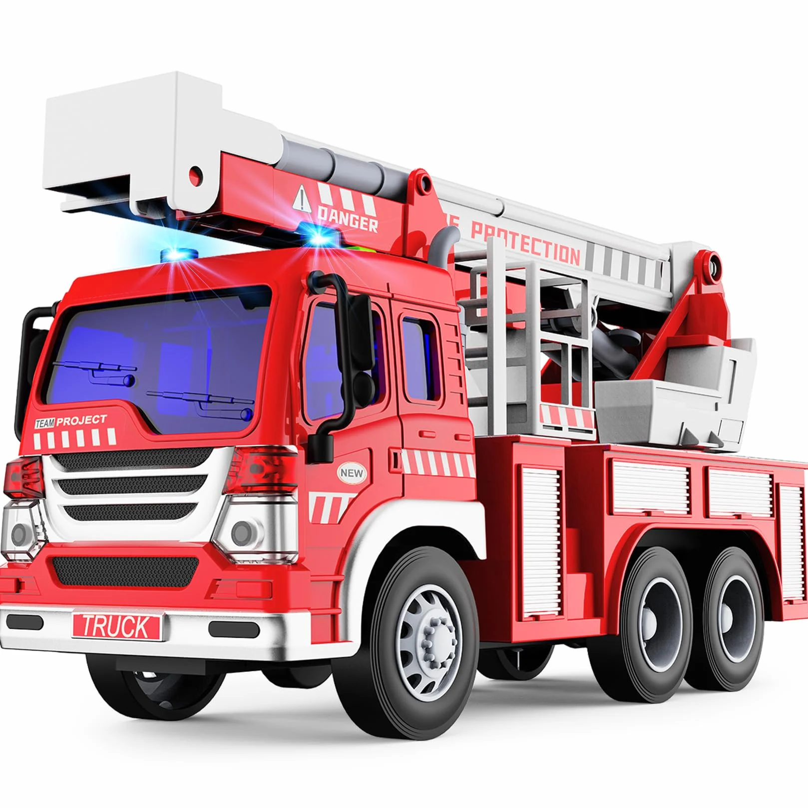 GizmoVine Camion Pompieri Giocattolo, Grande Macchina Modellini, Autopompa dei Vigili del Fuoco con Luci e Suoni, Pompiere Giocattoli, Rossa Macchinine Bambino, Regalo Bambini 3 4 5 6 7 8 Anni