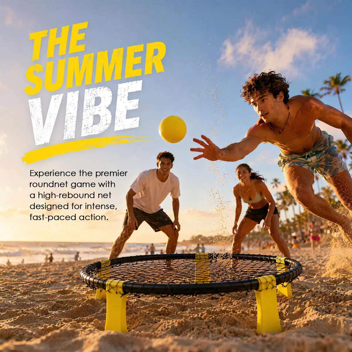 Set Roundnet Completo con 3 Palline, Rete, Pompa e Borsa da Trasporto, Gioco da Spiaggia e Giardino per 2-6 Giocatori
