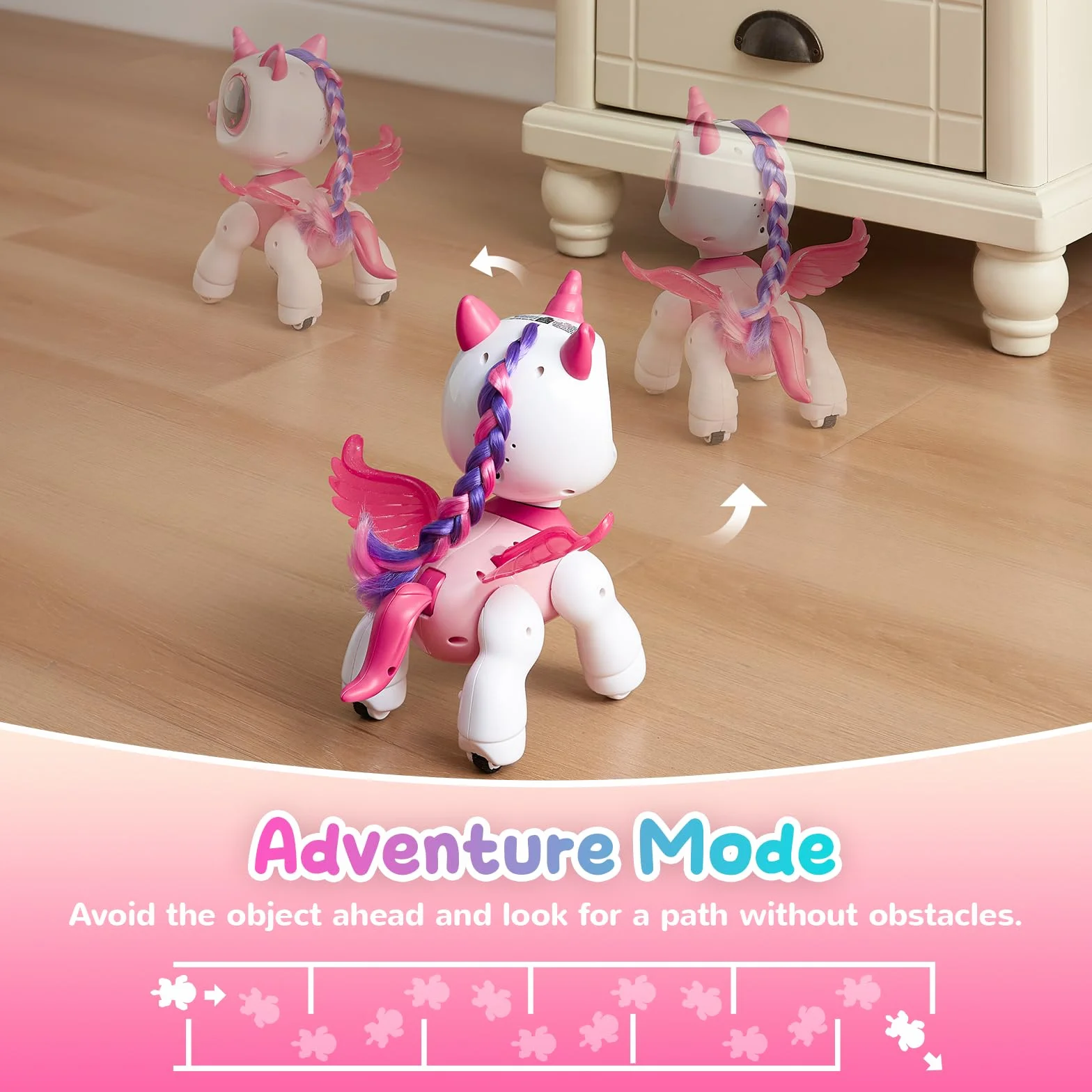 SGILE Unicorno Bambina Regalo per Bambina 3 3 4 5 6 7 Anni, Telecomando Robot Sensore di Gesto Intelligente Danza Musica Occhi LED Giocattoli, Rosa