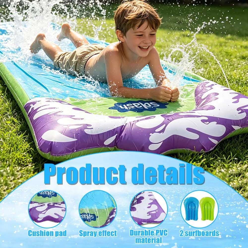 Tappeto Scivolo Acqua Piscina 480x70cm per Prato con Bodyboard, Irrigazione per Feste Estive
