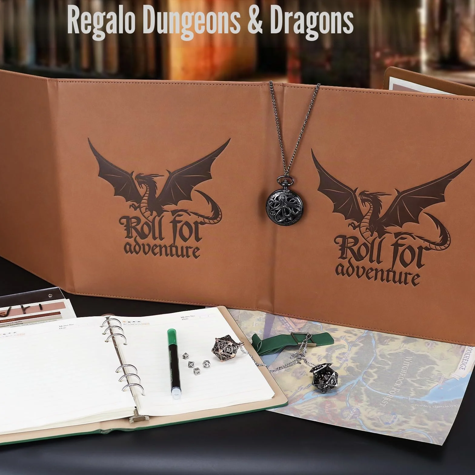 DND DM Screen 5e Dungeon Master Screen, Deluxe Leather 4-Panel Customizable Magnetic Panel Game Master Screen,accessori da tavolo per giochi di ruolo