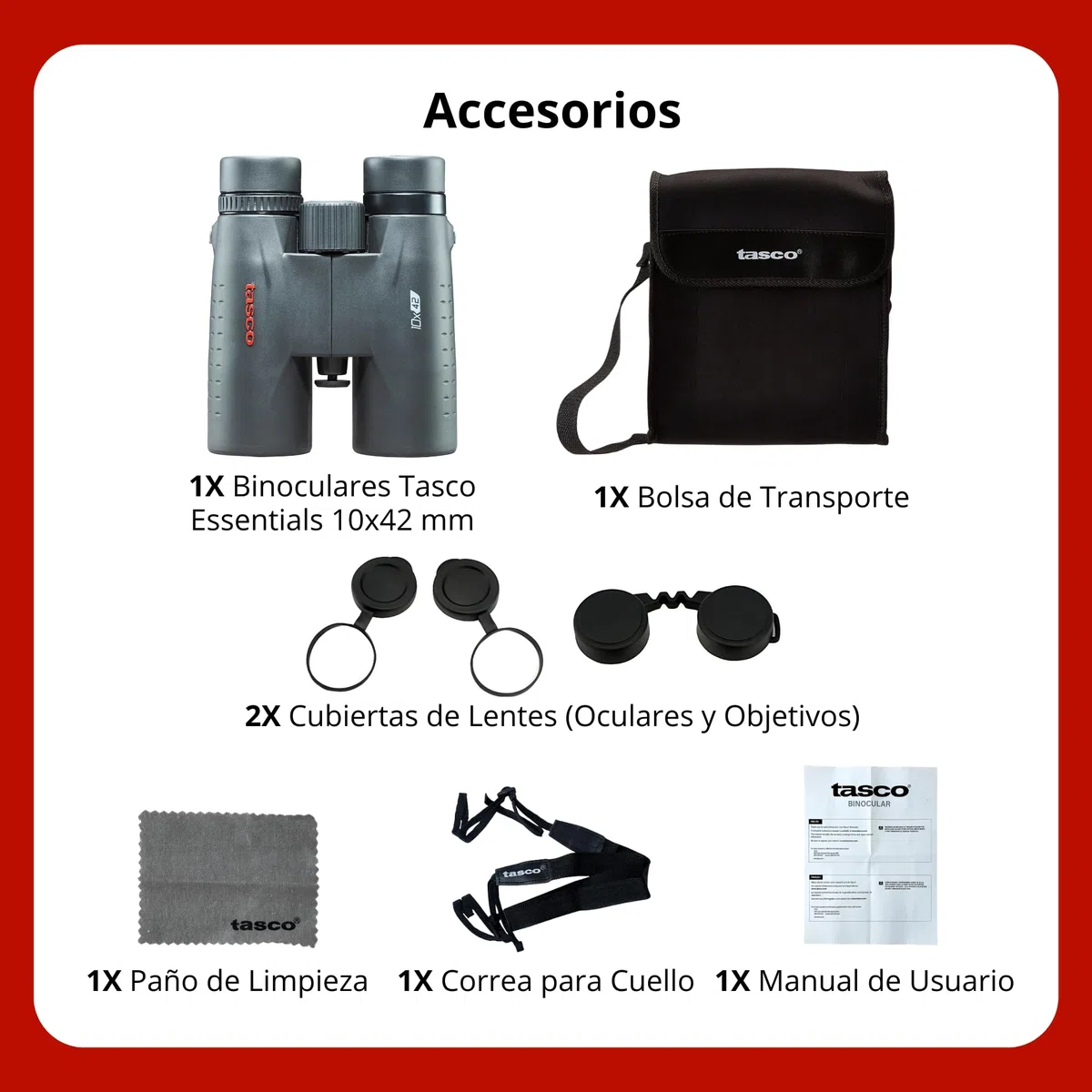 Tasco - 10x42 - Essentials - Prisma de Techo - Prismáticos - Multicapa - ES10X42