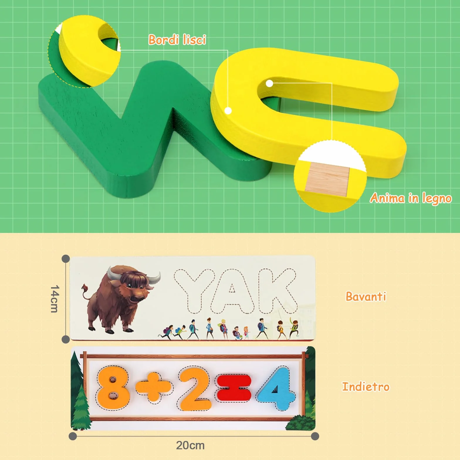 Gioco di ortografia Italiani Lettere di Apprendimento Giochi in legno Educativi Montessori Giocattoli a partire dai 3 anni prescolare giocattolo per bambini 3 4 5 6 7 8 anni ragazzi ragazze