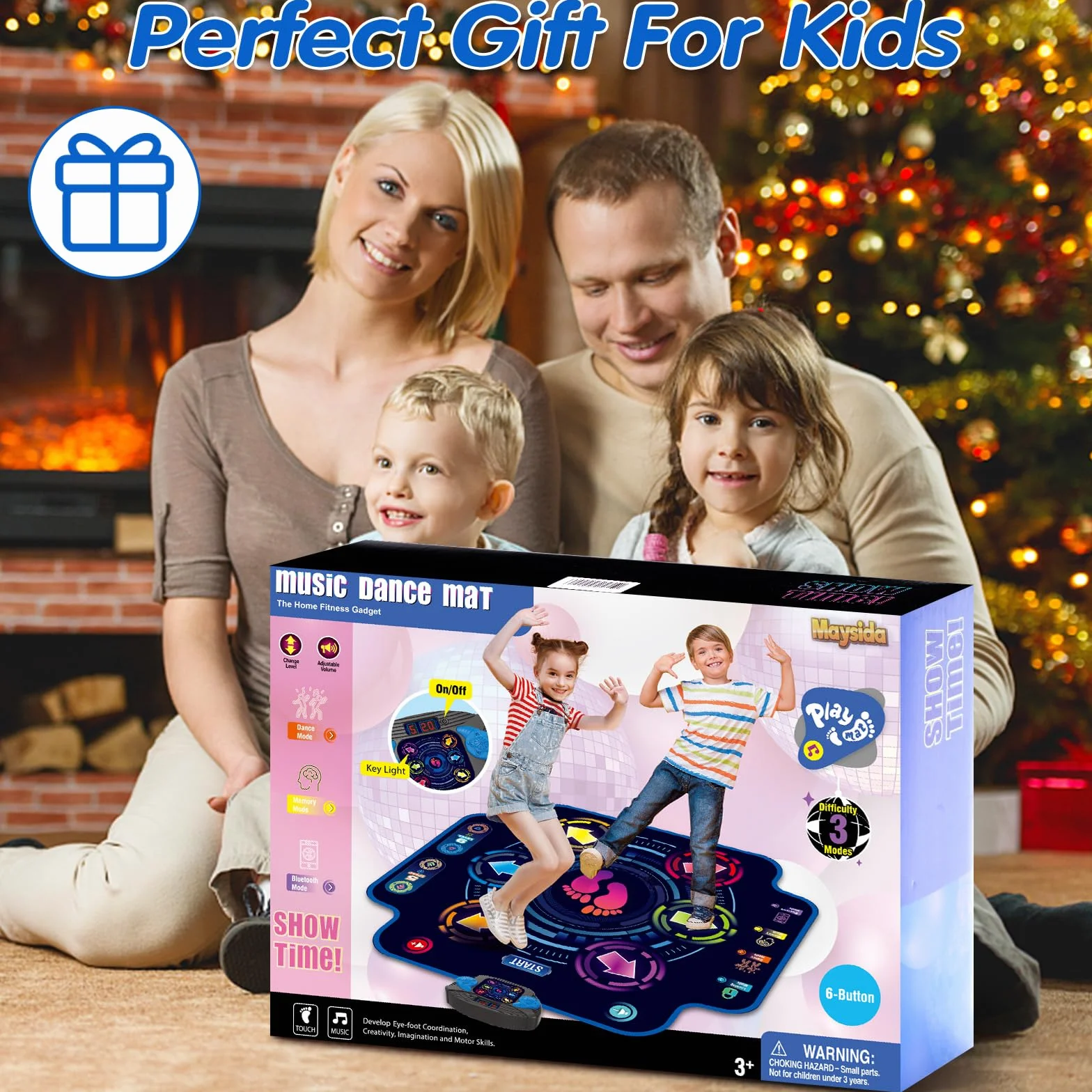 Tappetino da ballo per bambini - Tappetino da ballo elettronico con 6 luminosi e Bluetooth wireless, Tappetino da gioco per danza musicale, Regali di compleanno, Giocattoli per ragazze dai 4 5 6 7 8