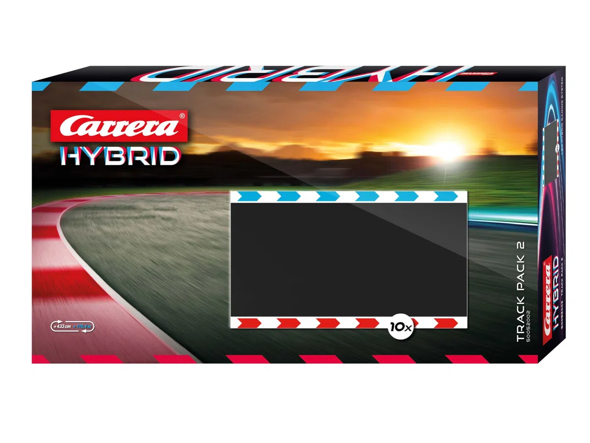 Carrera Hybrid Velocità del pacco pista, estensione della pista con 10 pezzi, lunghezza 346 cm, 10 parti dritte, grande pacchetto di estensione per guide emozionanti