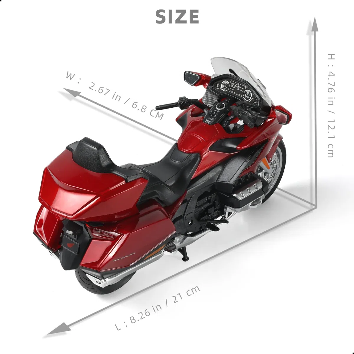 1:12 Modellino di moto giocattolo compatibile per Honda Glodwing metallo pressofuso con modello di moto nessun assemblaggio richiesto mini regalo pronto per adulti (rosso)