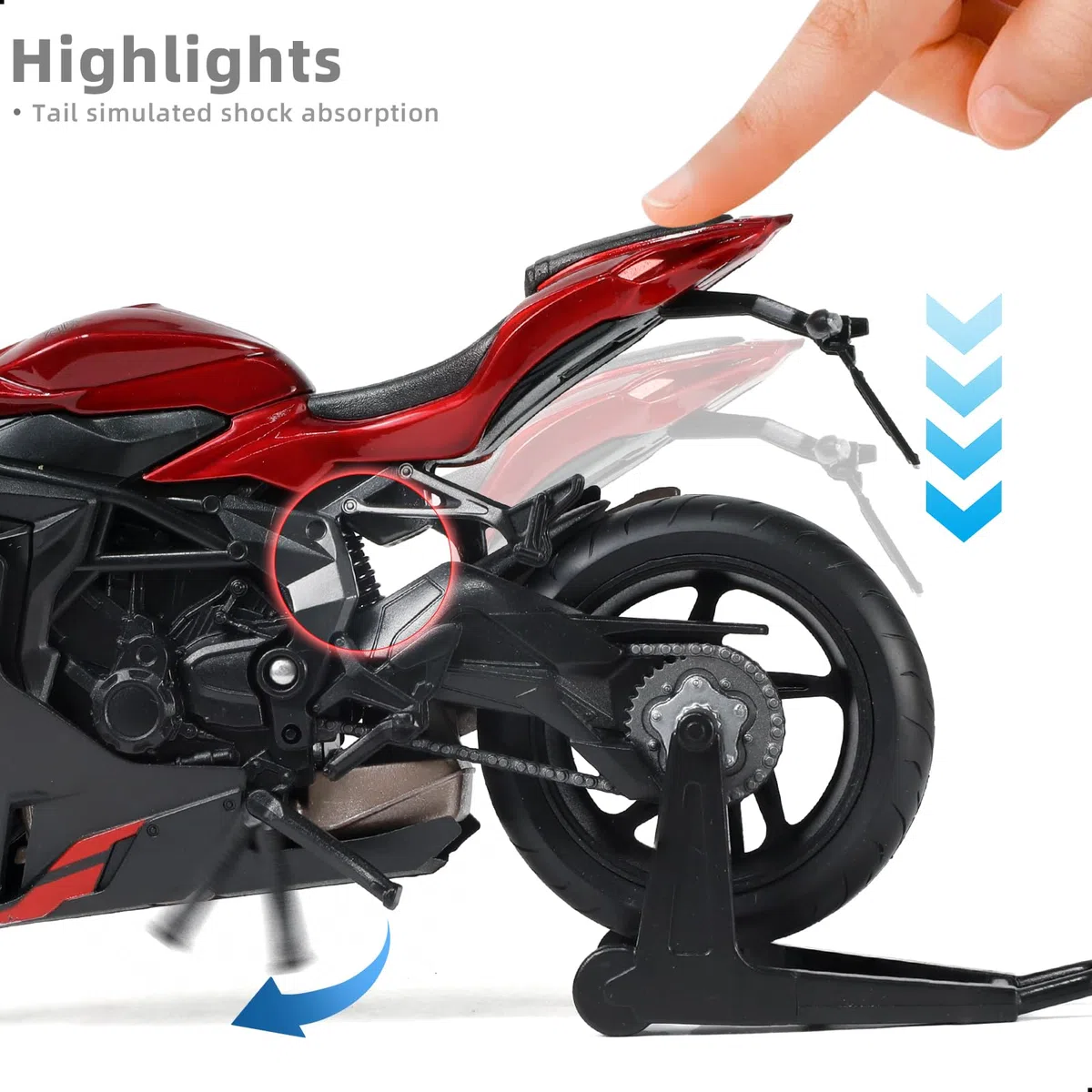 1/12 moto giocattolo giocattolo compatibile per MV Agusta F3 RR in lega pressofusione modello nessun assemblaggio richiesto mini-racing moto collezione adulto (rosso)