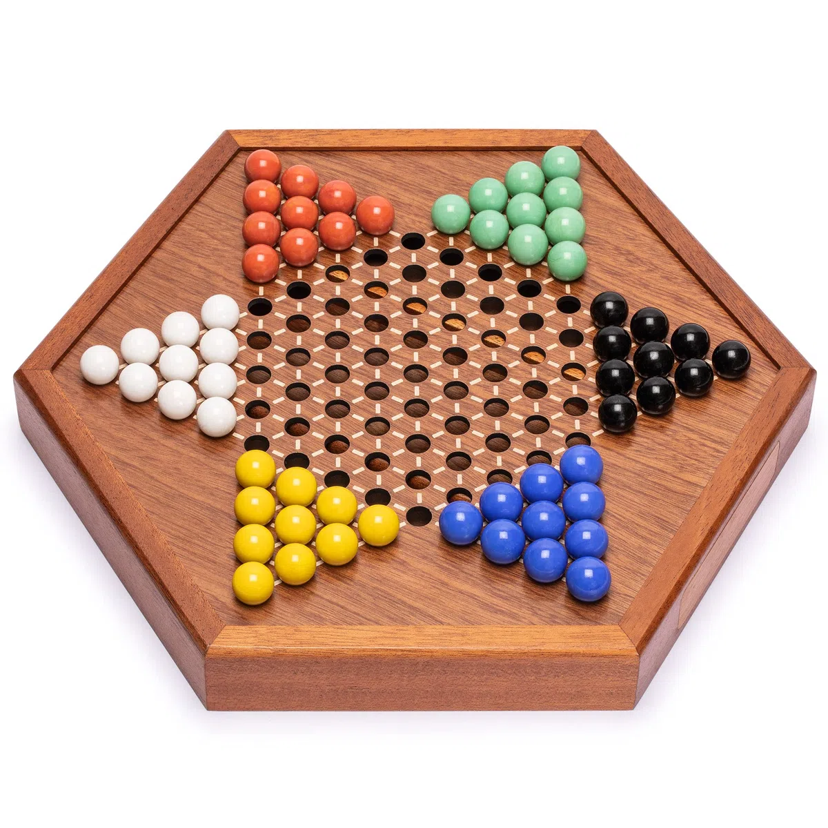Yellow Mountain Imports Dama Cinese Legno Set Giochi da Tavolo Halma 32,1 cm Biglie Vetro Tinta Unita 16mm