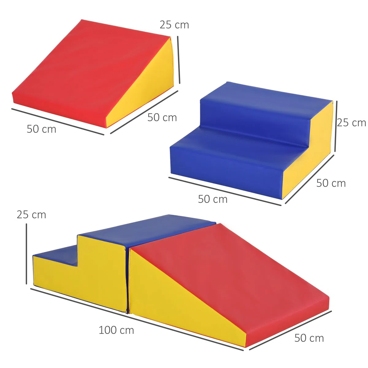 HOMCOM Motricità bambino modulabile, Giocattoli da arrampicata Schiuma Blocchi di costruzione Giocattoli educativi 2 Mattoni giganti in Schiuma per Bambini 12-36 Mesi, Multicolore