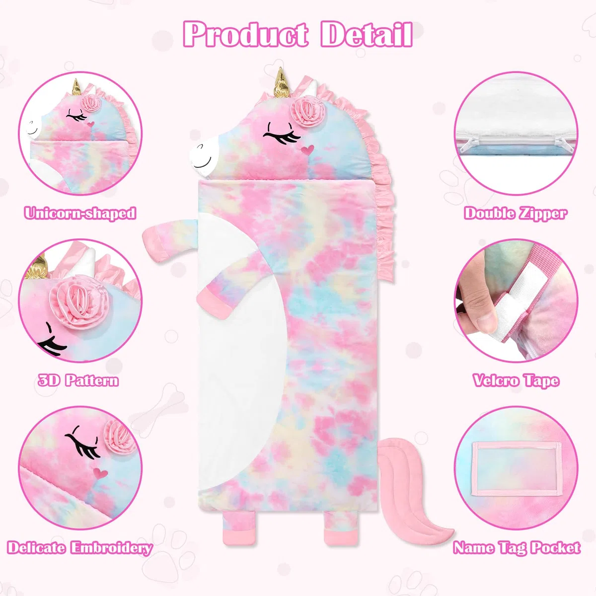 Sacco a Pelo Bambini Sfoderabile con Cuscino, Nap Mat Caldo in Peluche a Forma di Elefante, Sacco Nanna Grande Pieghevole per Interno Esterno Campeggio, 170x70cm, Blu