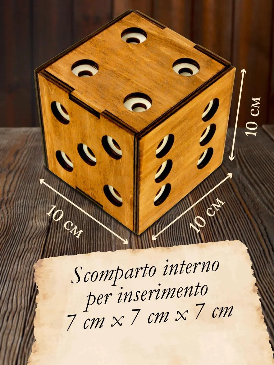 Logica Giochi - Scrigno Dado Enigmatico - Rompicapo In Legno - Scatola Segreta - Difficoltà 5/6 Incredibile - Collezione Leonardo