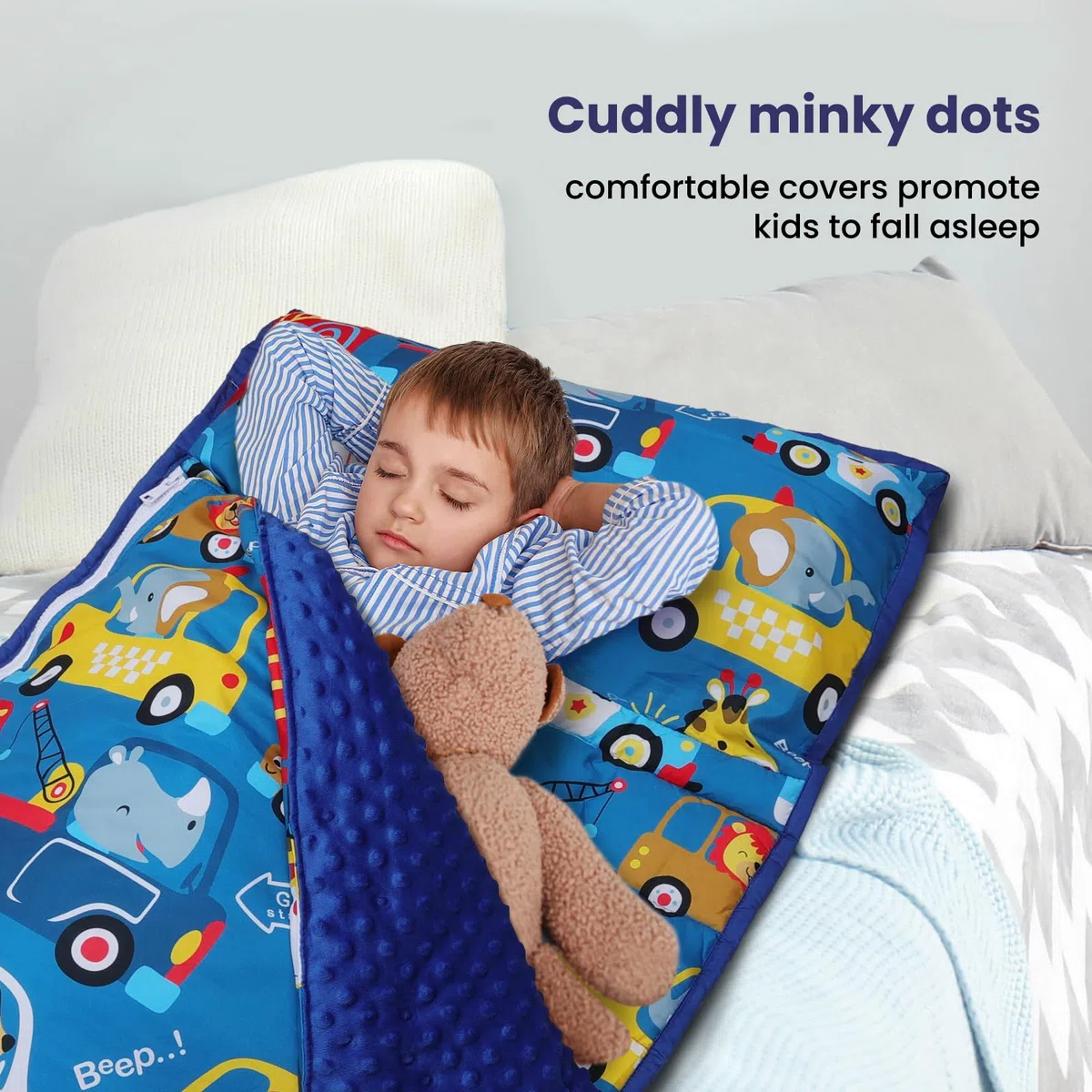 decalsweet Nap Mat per Bambini con Cuscino e Coperta Rimovibili, Grande Extra Spesso 2 in 1 Sacco a Pelo Pieghevole per Ragazze Ragazzi, Nap Mats per Asilo Nido e Campeggio Auto (WX-A-0090)