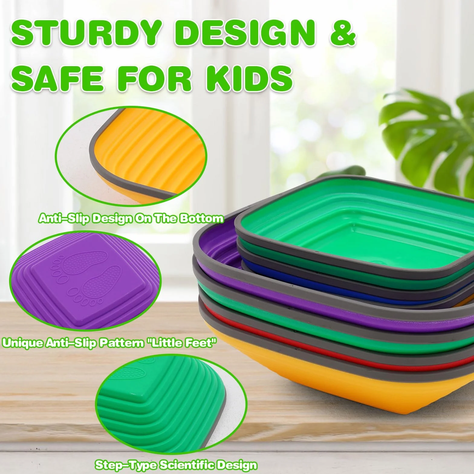 Pietre di Bilanciamento Bambini 8PCS Stepping Stones Psicomotricità Equilibrio Impilabili Antiscivolo Percorsi Ostacoli Interni Esterni