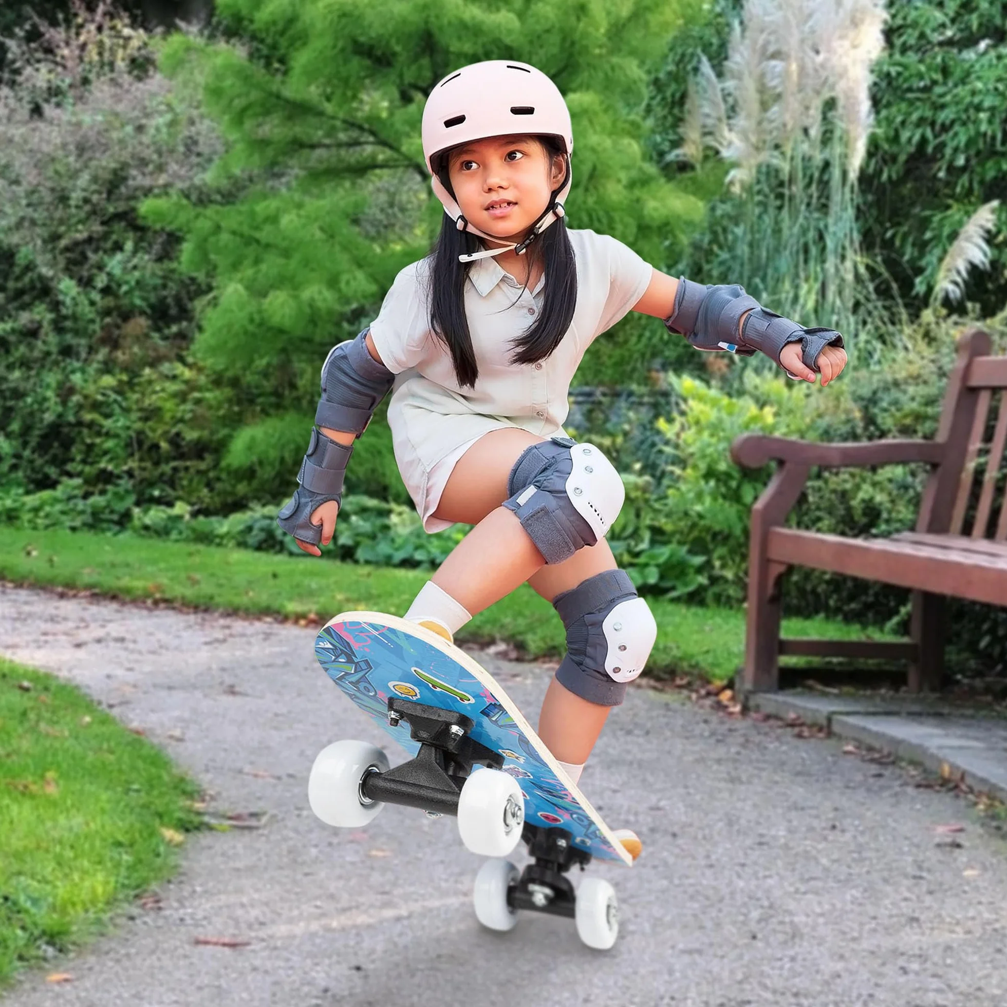 Abeec Skateboard per bambini, 43 cm, per principianti, mini skate board per bambini dai 5 anni in su, con adesivi inclusi