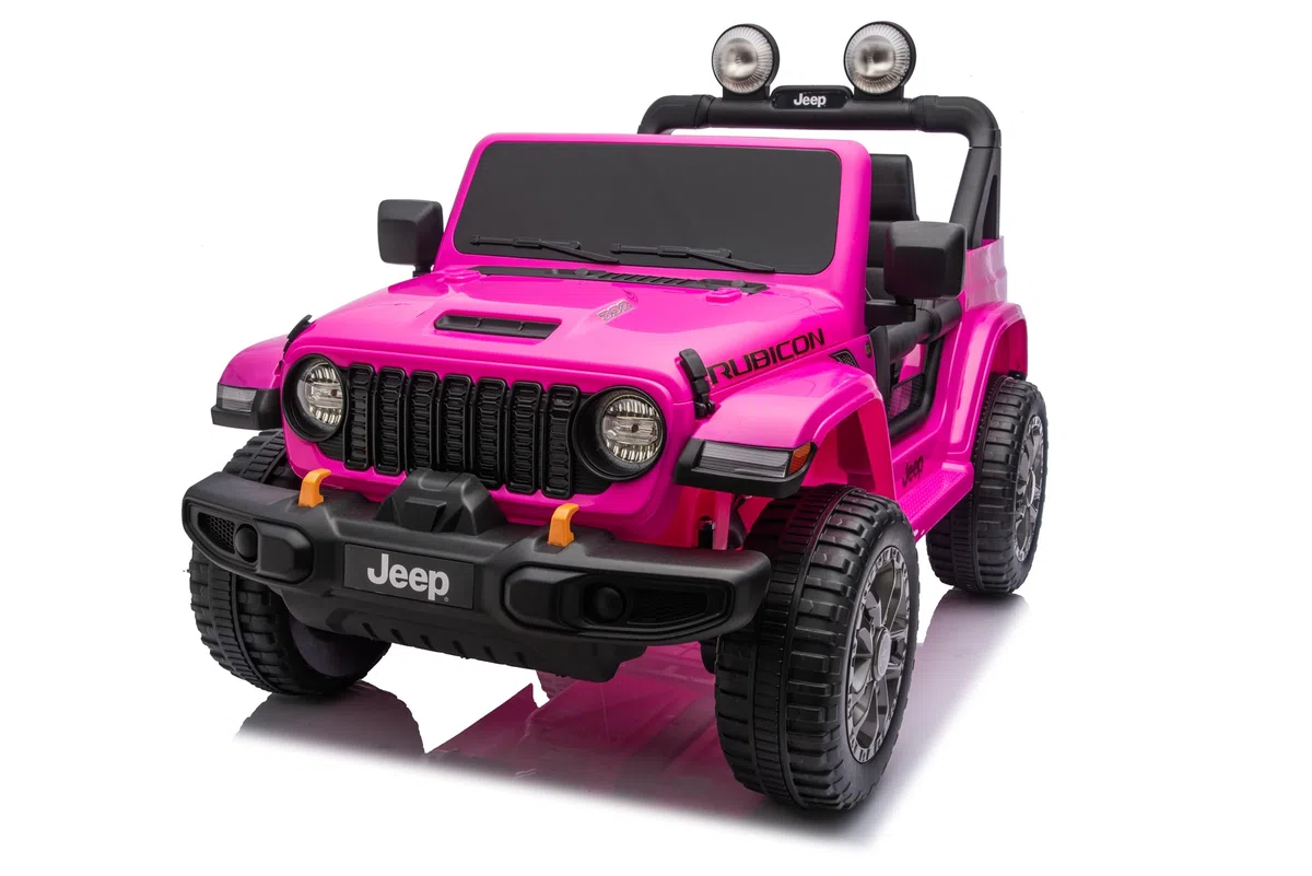 Jeep Wrangler Rubicon 2026 Auto Elettrica Bambini 12V Fuoristrada 2 Posti SEDILI Pelle Porte Apribili Doppio Motore Rosa