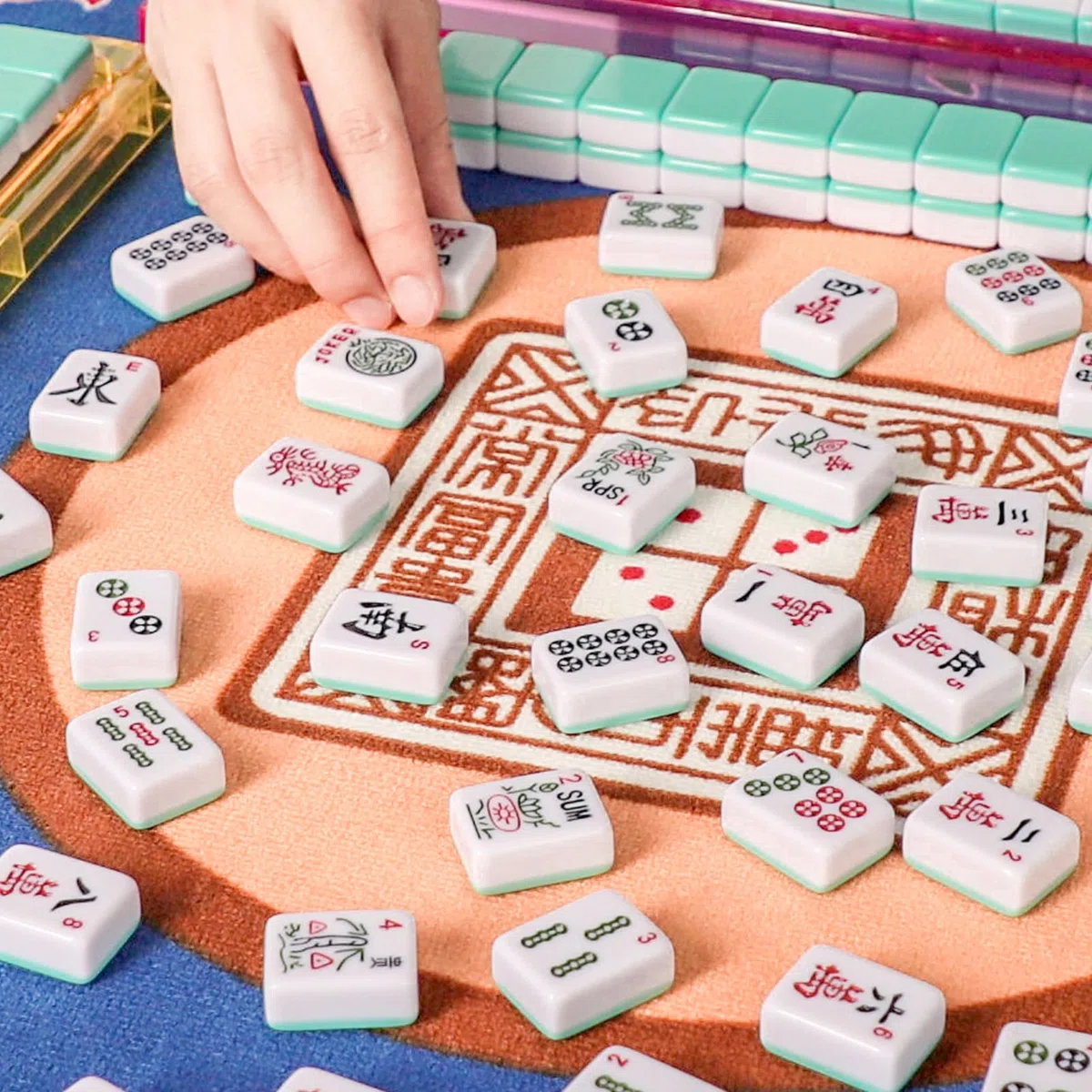 Set di piastrelle americane Mahjong, 166 piastrelle American Mah Jongg con colore blu (3 cm, solo piastrelle)