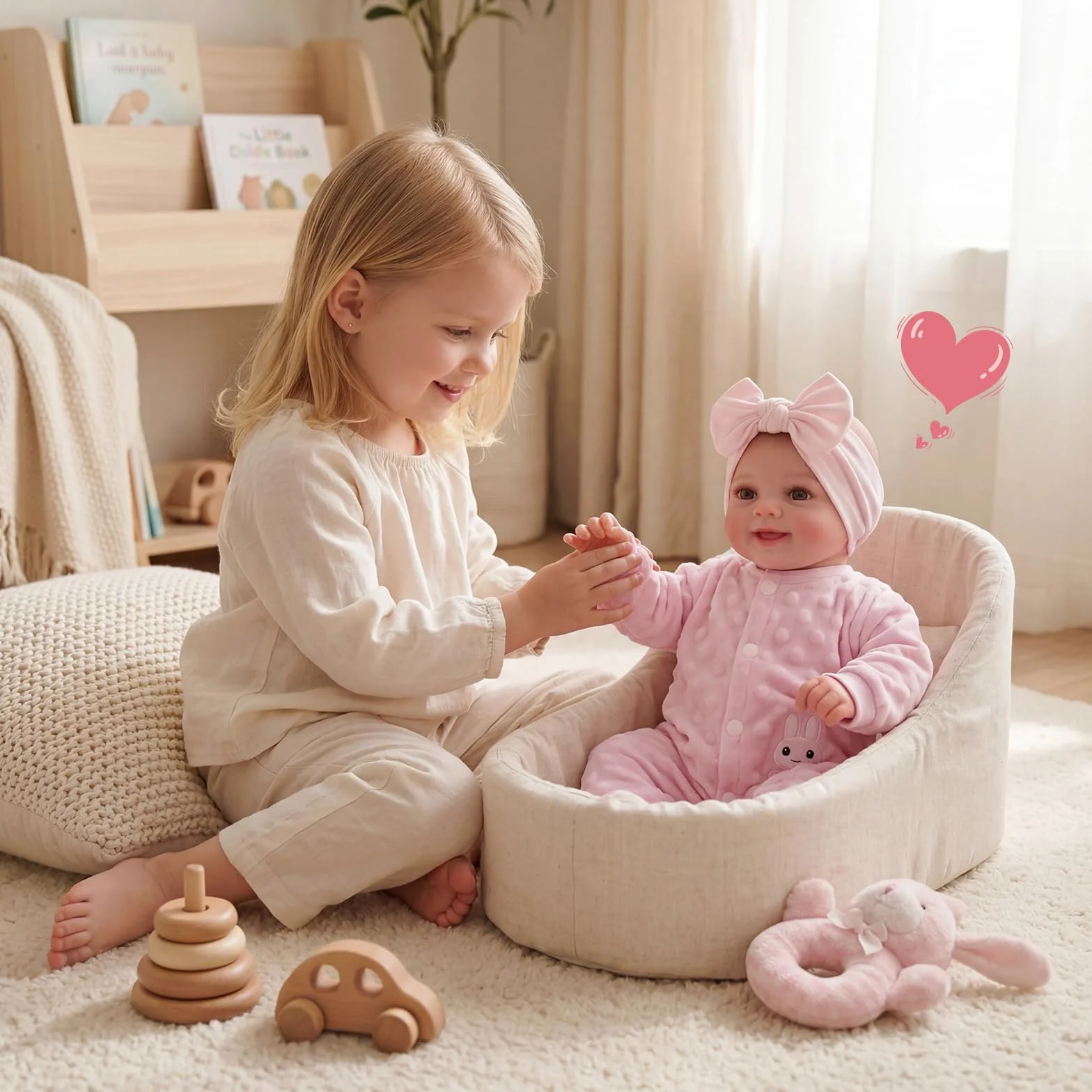 BABESIDE Rinato Bambino Bambole Sunny 17 Pollici Realistica Bambola Neonata Reborn-Baby Doll Corpo Morbido Tessuto Reincarnate Babies Reale Aprire Gli Occhi