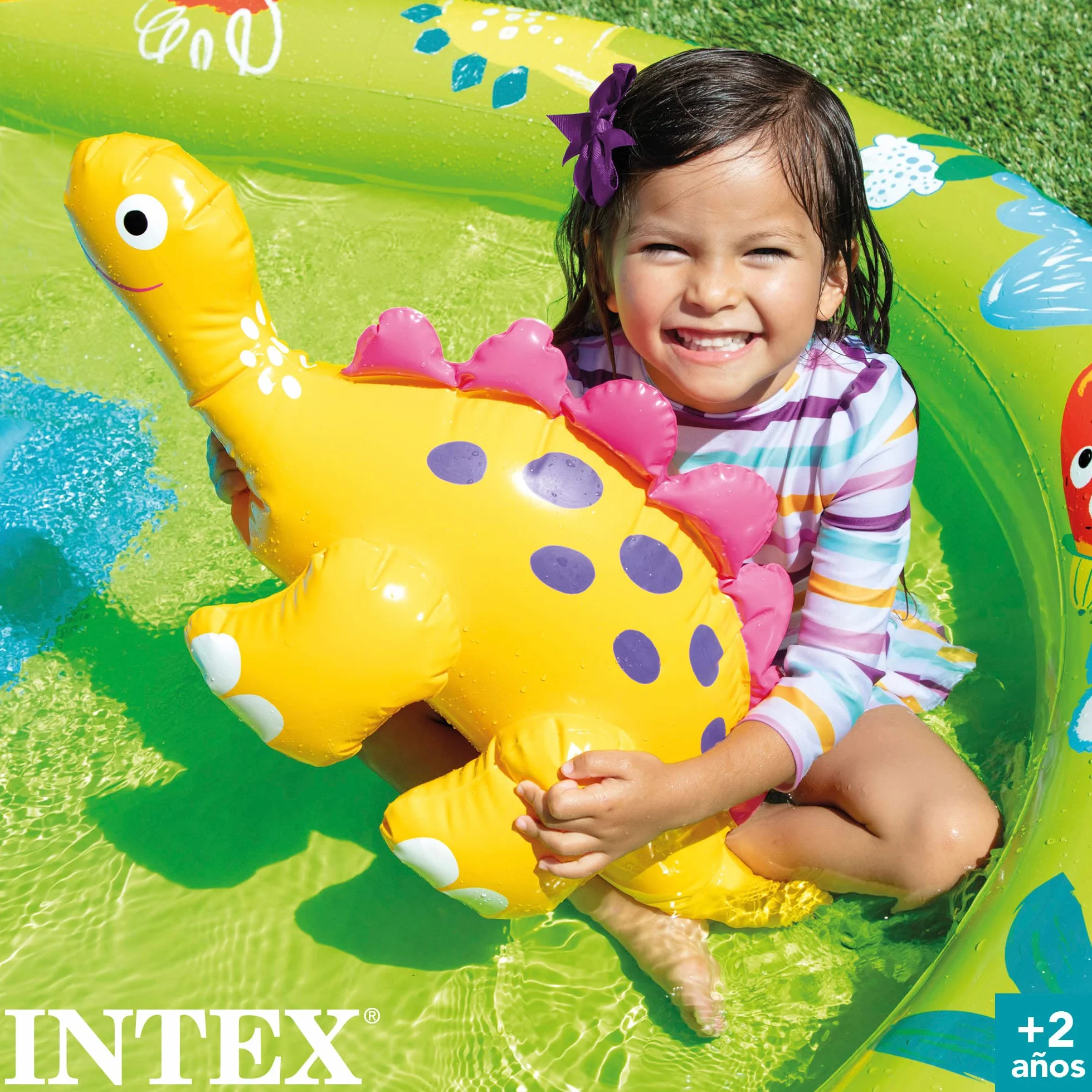 Intex 57166NP - Piscina Gonfiabile Play Center Dinosauri, Vinile, Multicolore, 191x152x58 cm