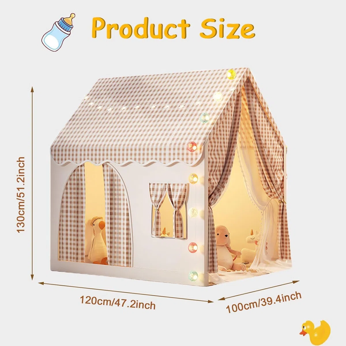 Tenda per Bambini Casetta da Gioco con Finestre Castello da Principessa Regalo