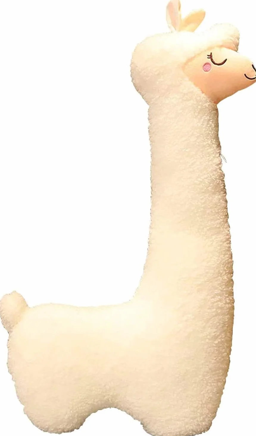 Alpaca - Peluche a forma di alpaca, con collo lungo, morbido cuscino in alpaca, a collo lungo, morbido peluche (bianco, 130 cm)